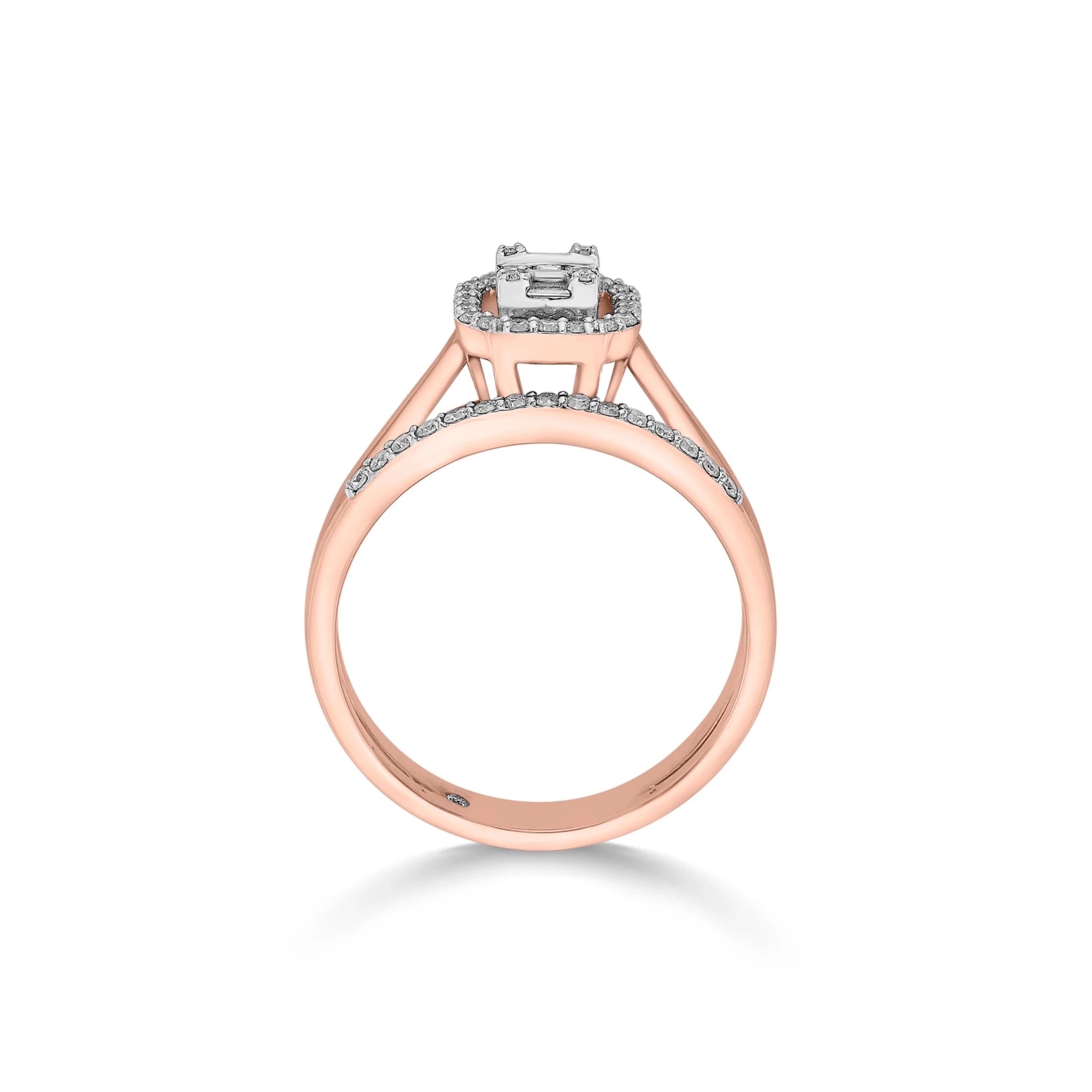 Enchante Baguette Halo Royale Ring - Zen Diamond India