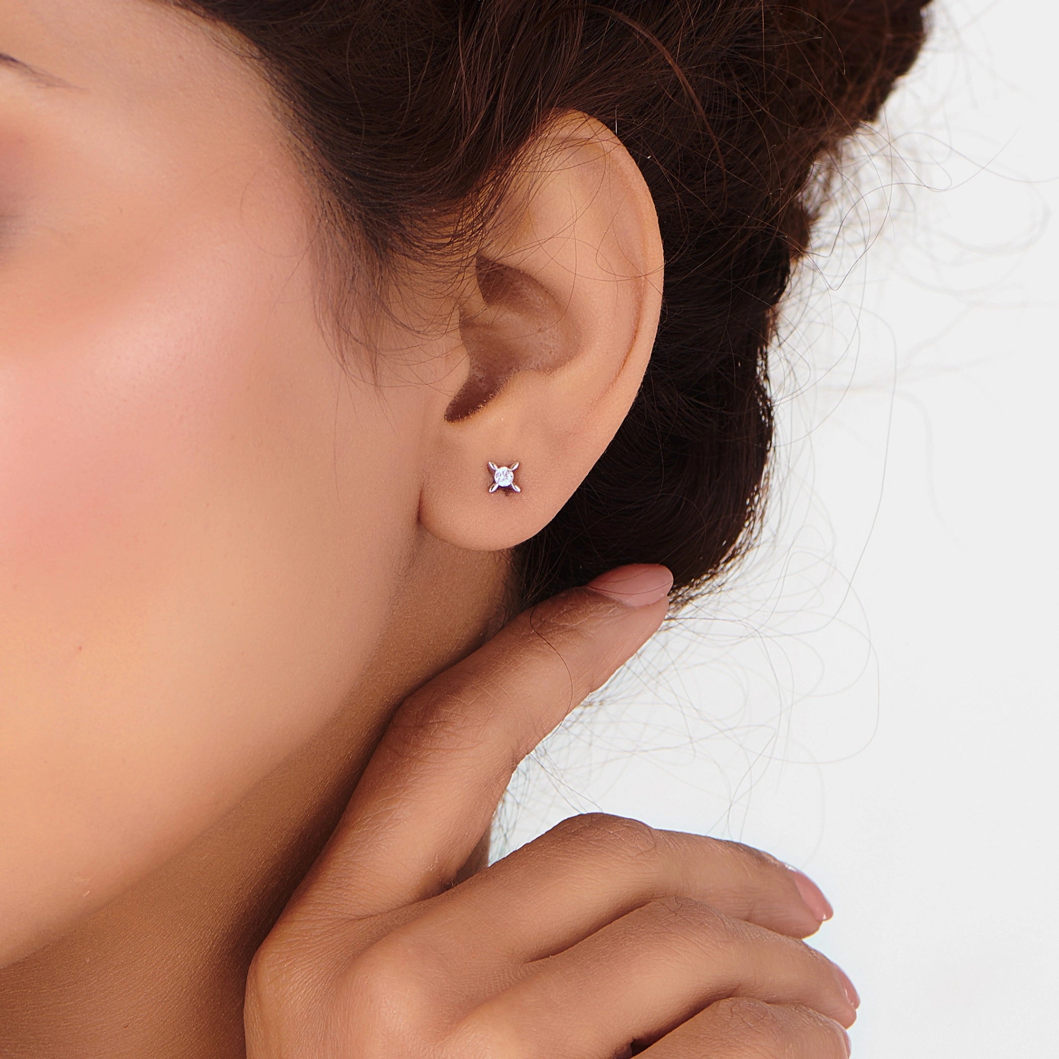 Solitaire Petal Glow Studs - Zen Diamond India