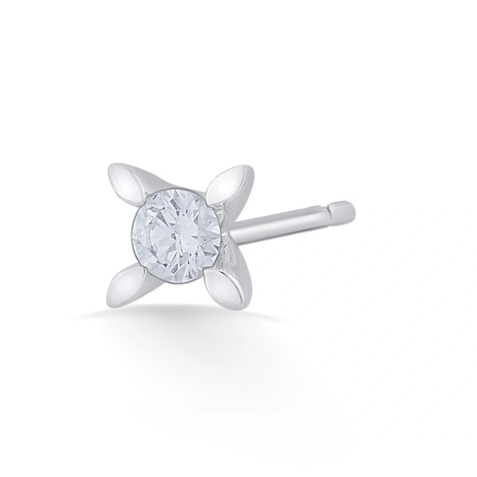 Solitaire Sparkling Petal Studs - Zen Diamond India