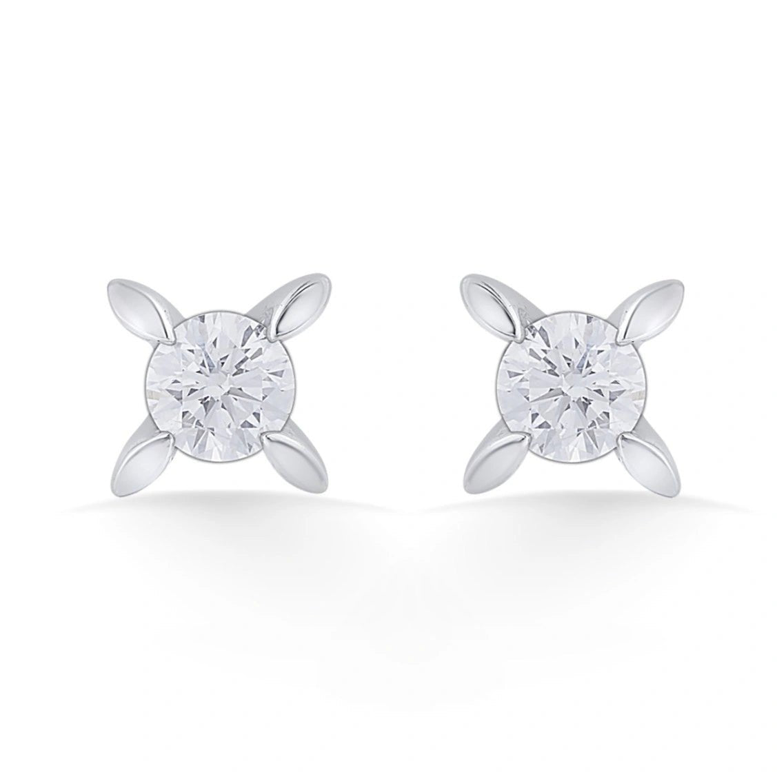Solitaire Floral Spark Studs - Zen Diamond India