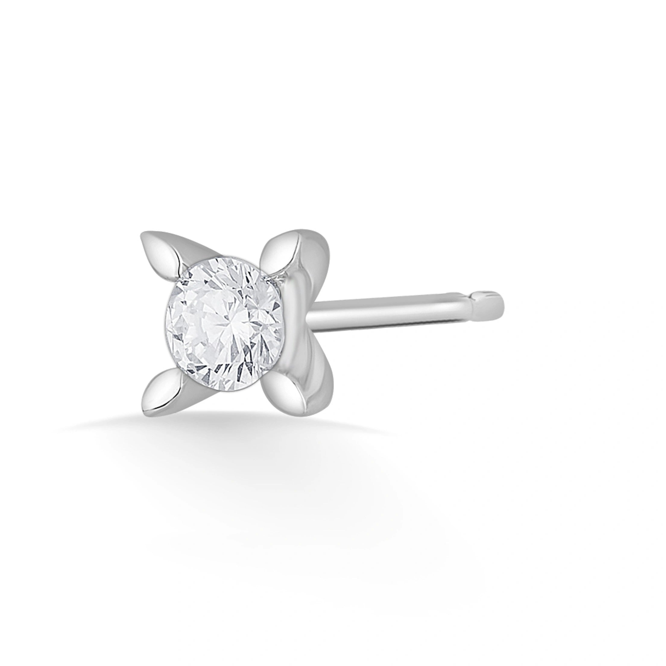 Solitaire SparklePetal Radiance Studs - Zen Diamond India
