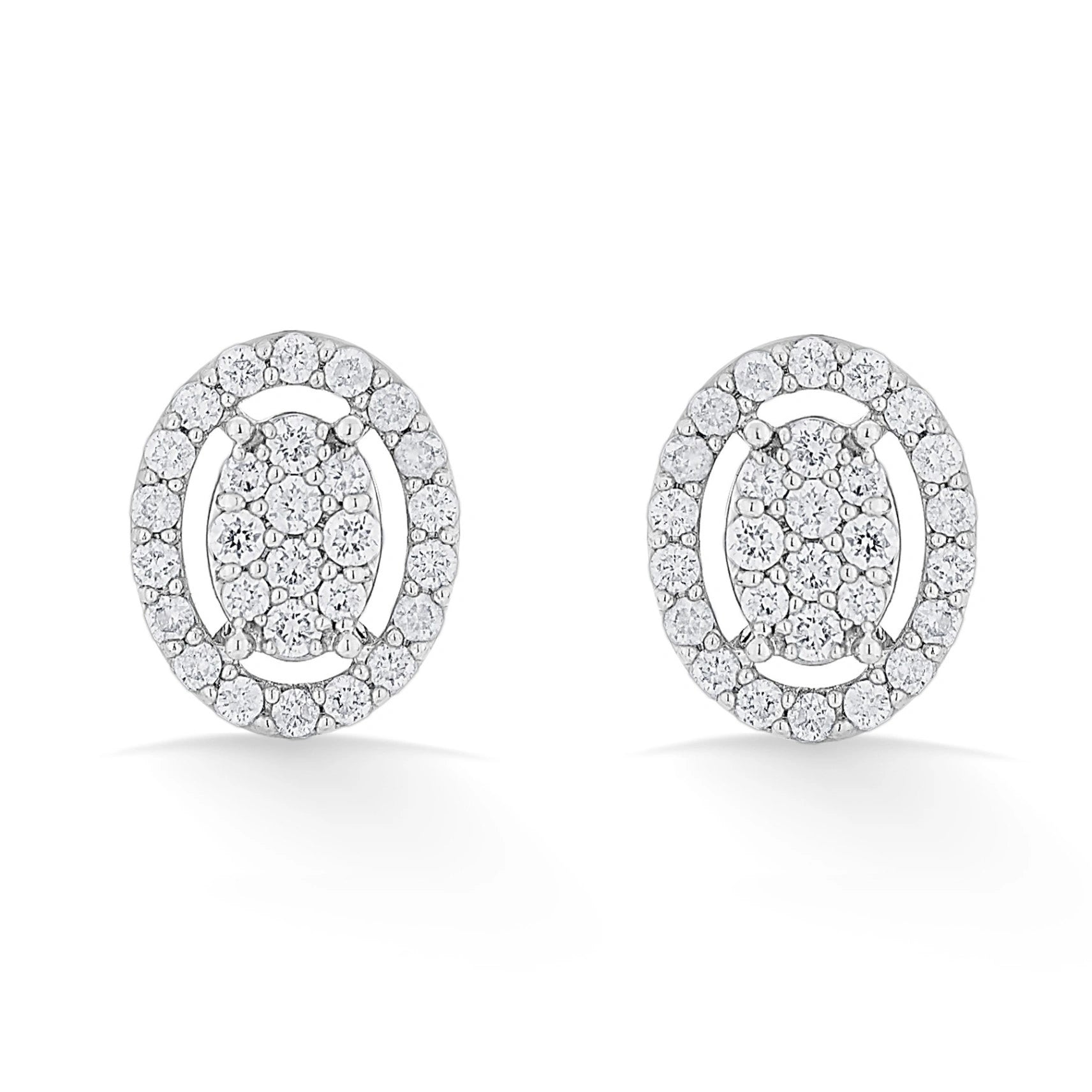 Sassy Oval Spark Halo Earrings - Zen Diamond India