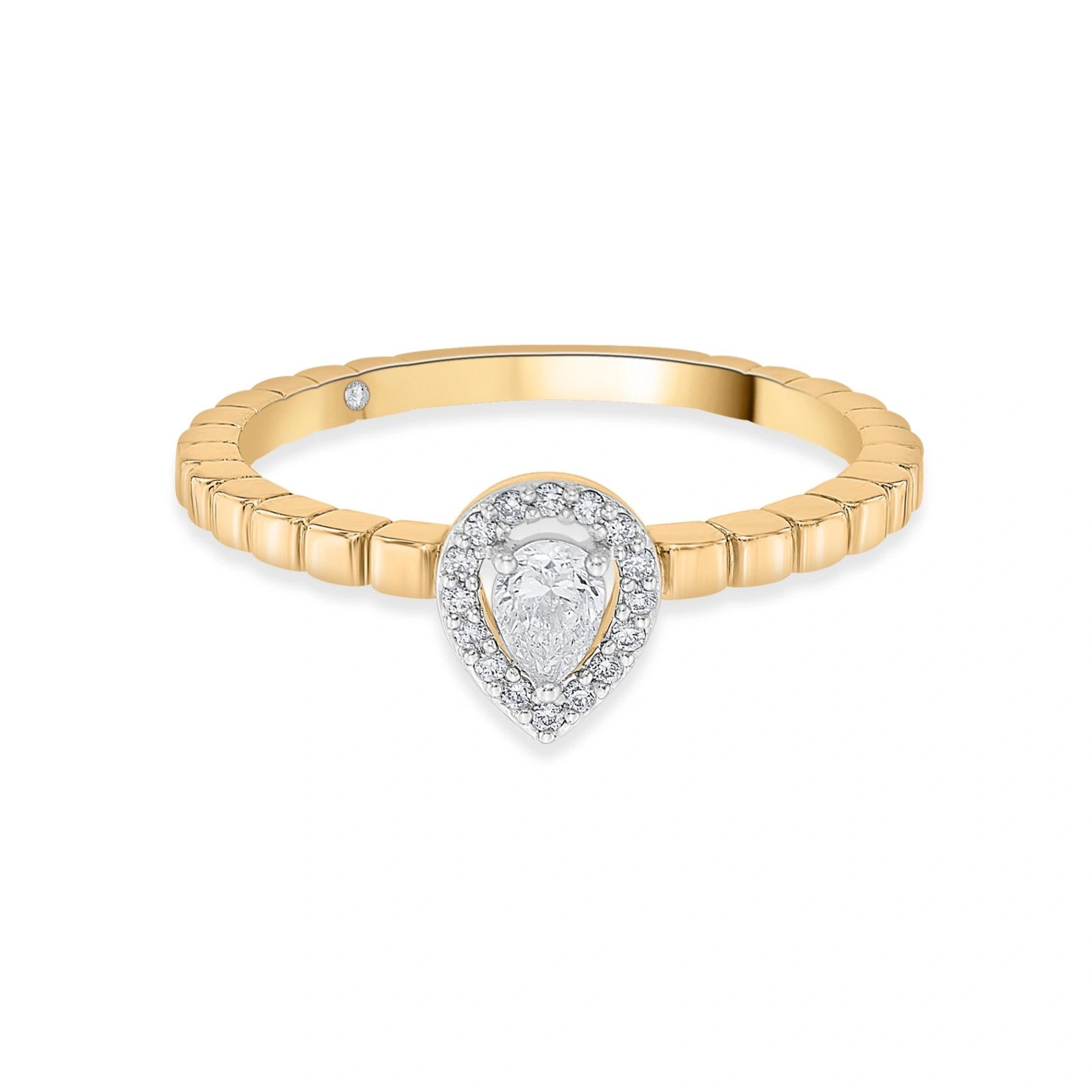 Sassy Golden Teardrop Glamour Ring - Zen Diamond India