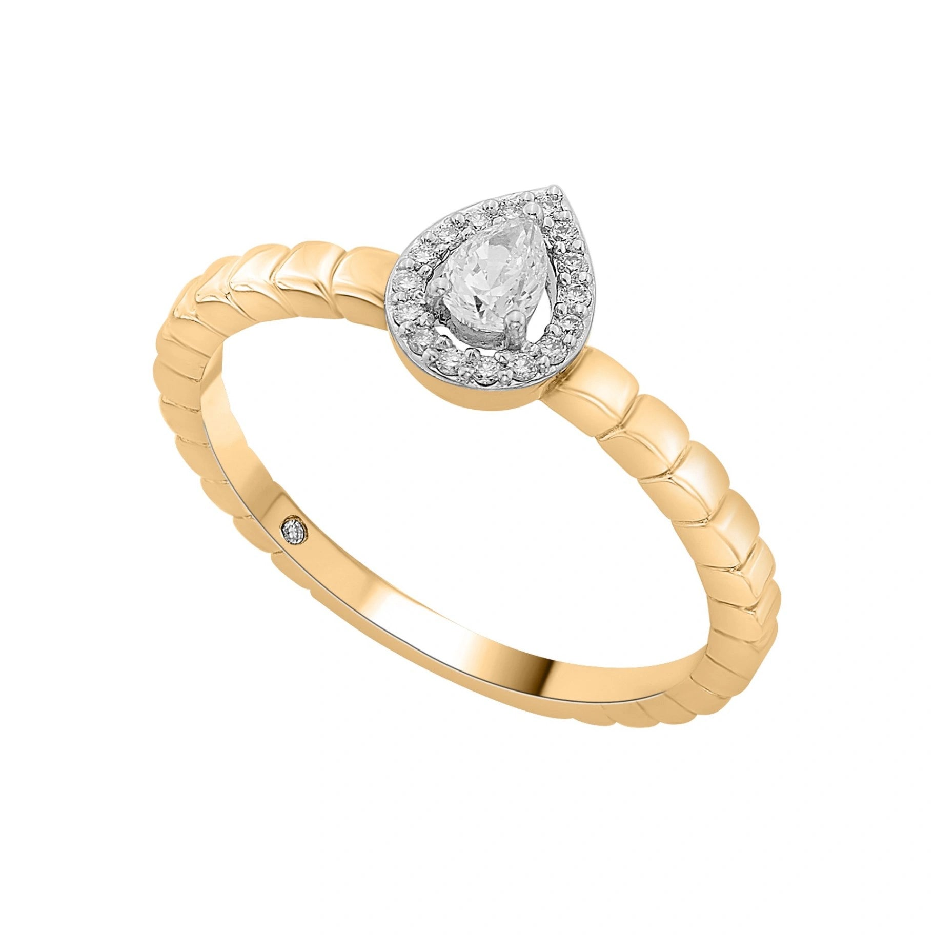 Sassy Golden Teardrop Glamour Ring - Zen Diamond India
