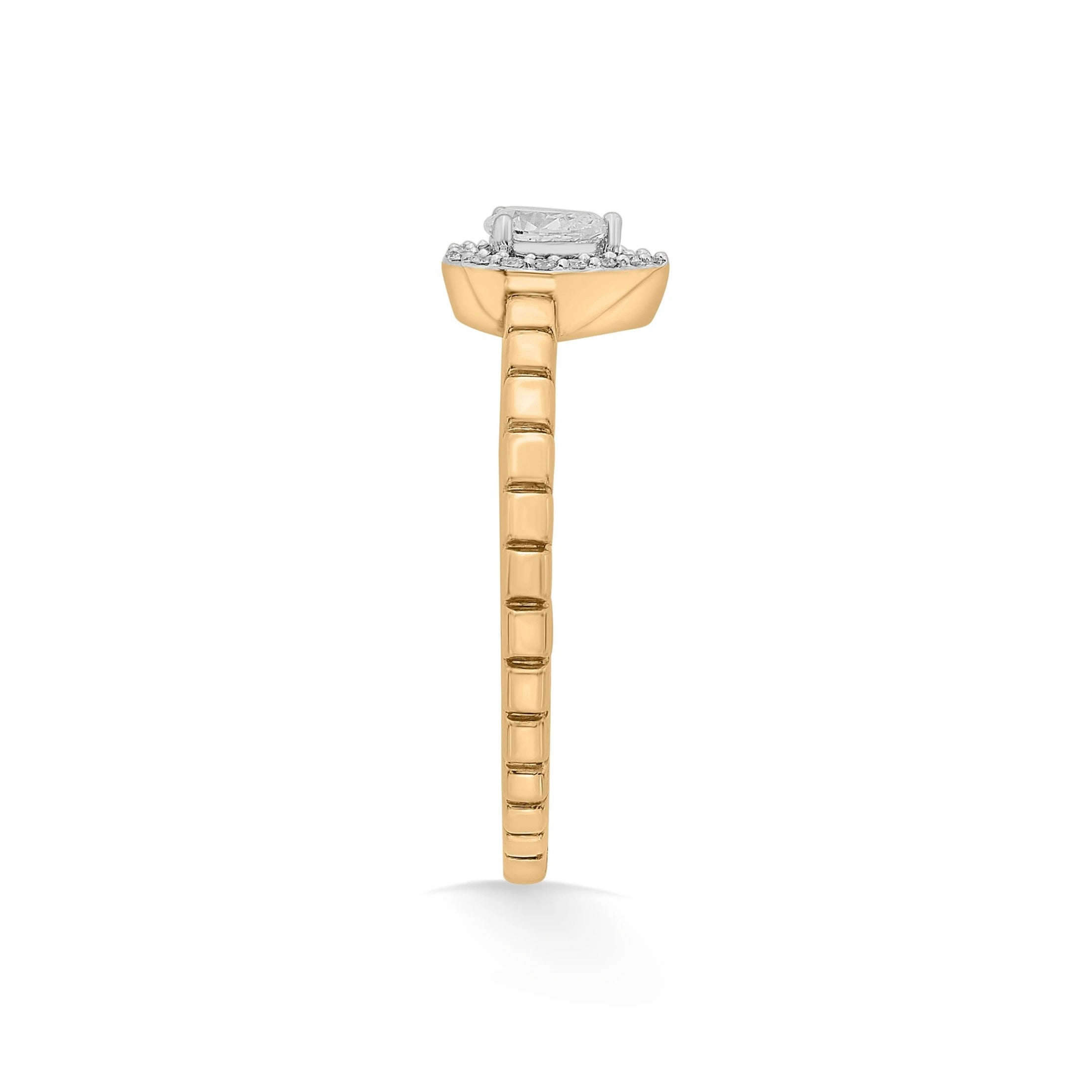 Sassy Golden Teardrop Glamour Ring - Zen Diamond India