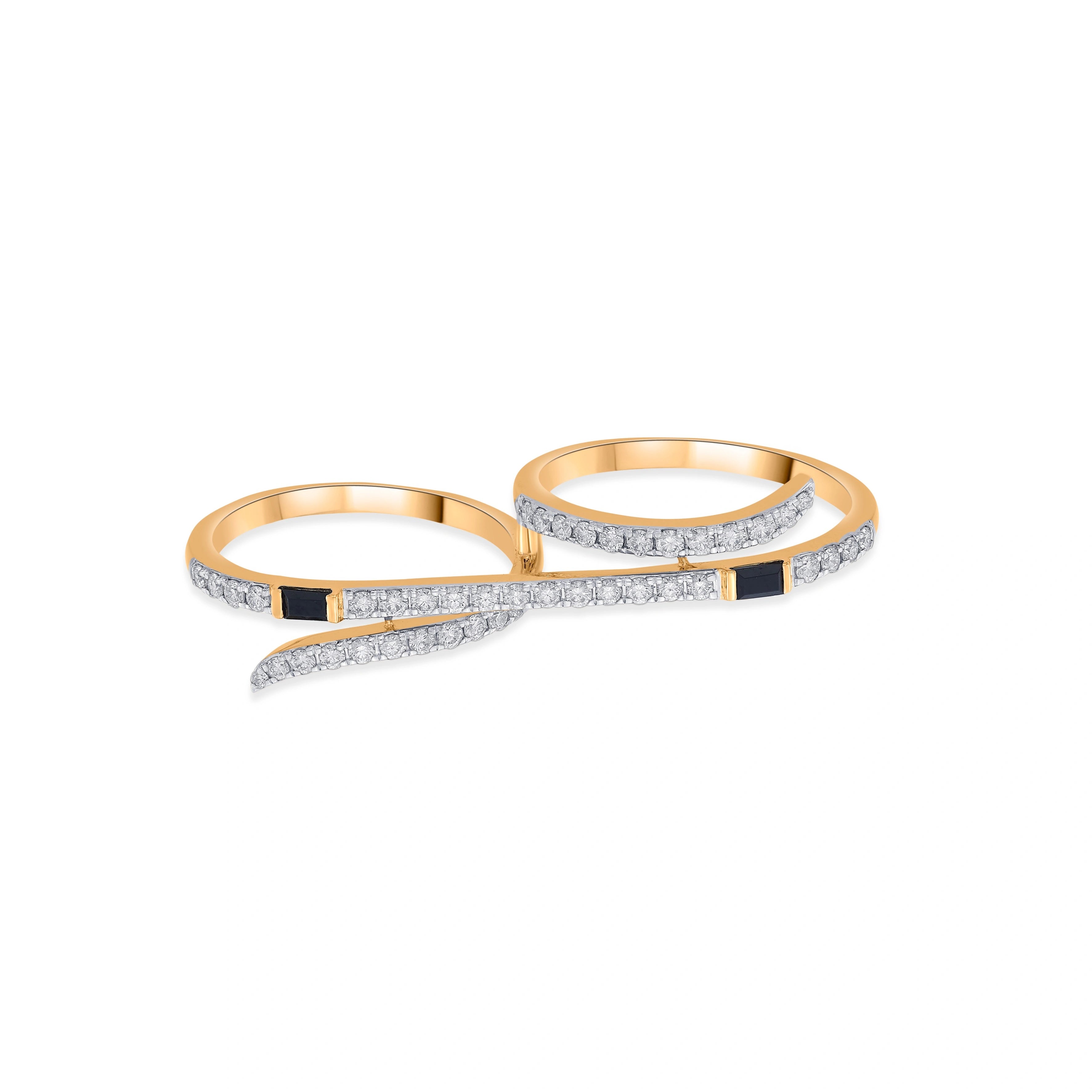 Kismet Noir Curve Dual Band Ring - Zen Diamond India