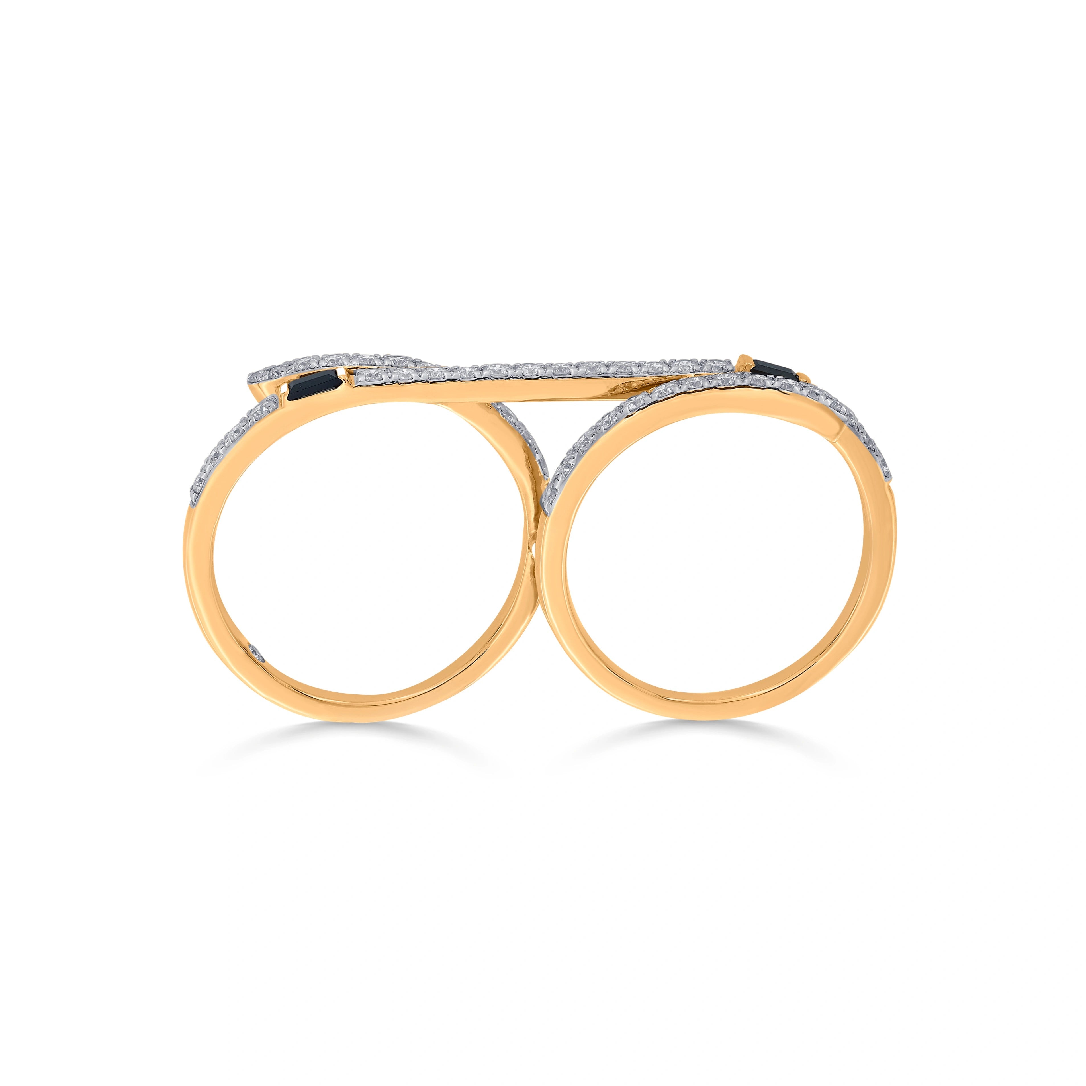 Kismet Noir Curve Dual Band Ring - Zen Diamond India