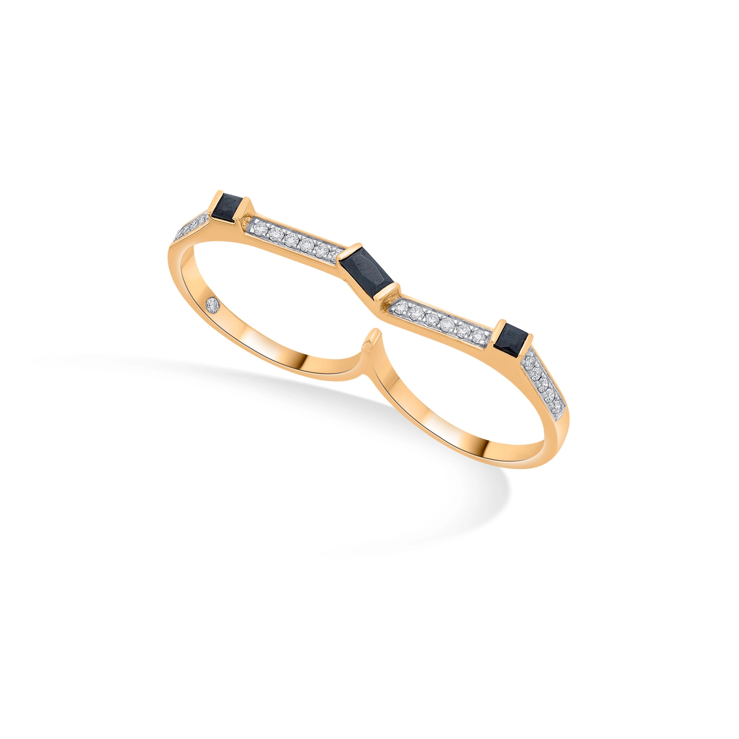 Kismet Noir Edge Twin Band Ring - Zen Diamond India