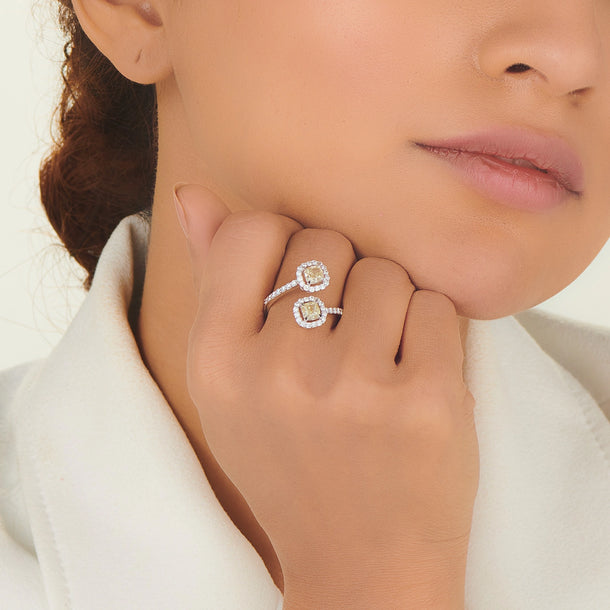 Zen Pirlanta Twin Cushion Wrap Ring - Zen Diamond India