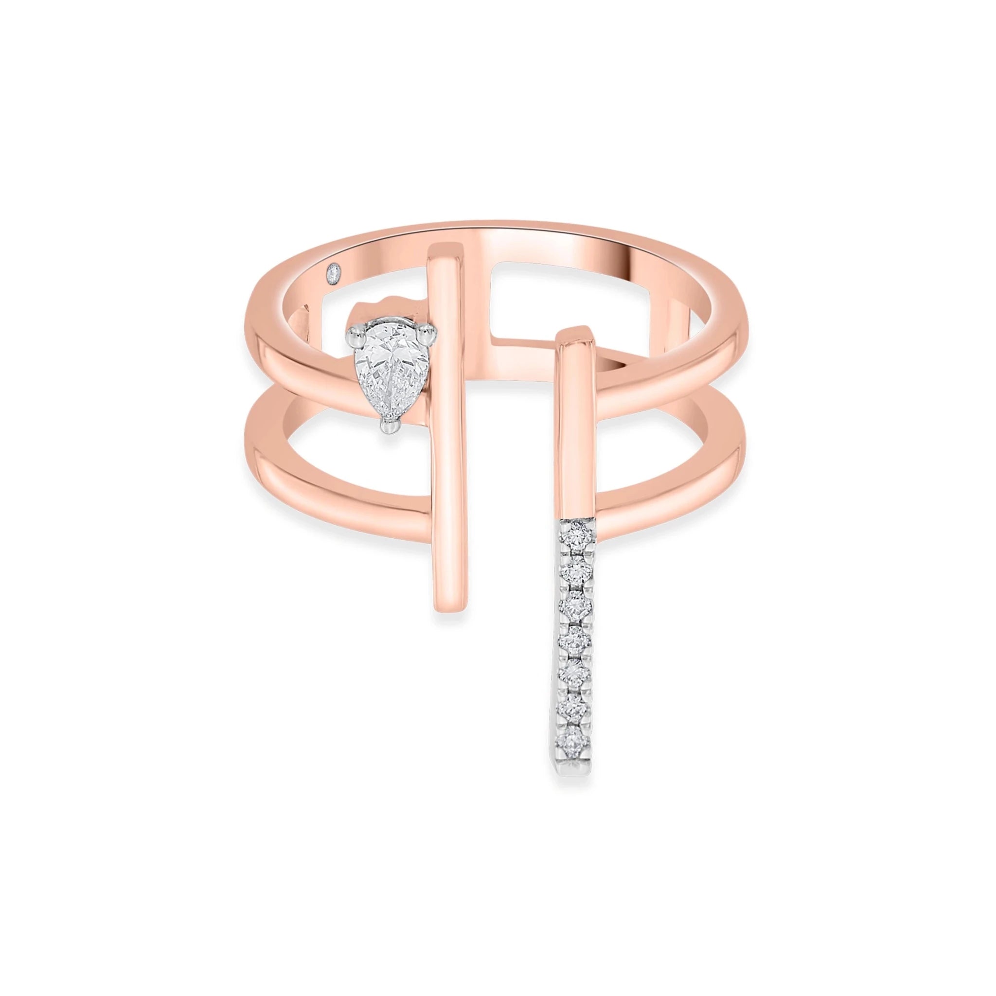 Boujee Pear Luxe Parallel Diamond Ring - Zen Diamond India