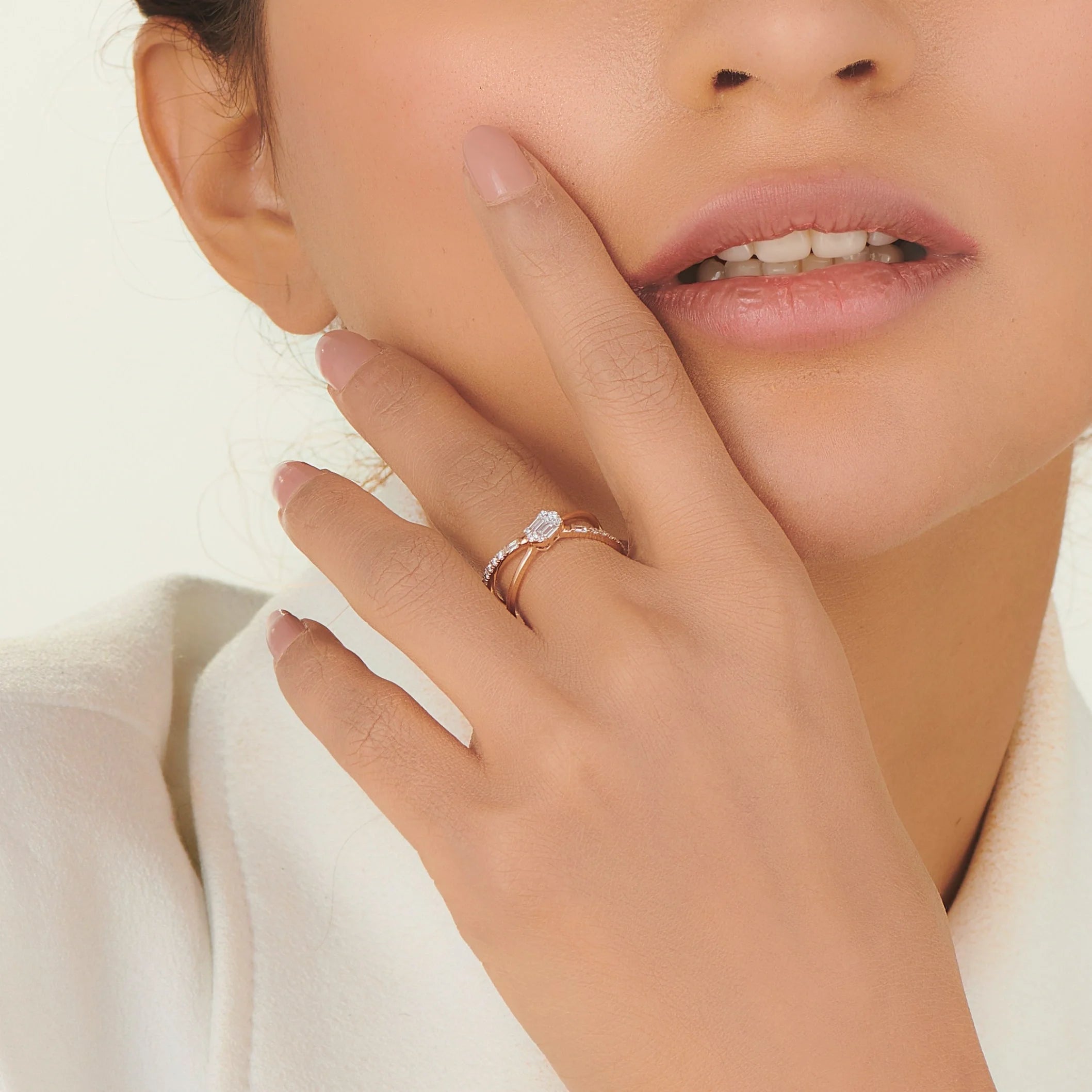 Boujee Hexa Criss Cross Ring - Zen Diamond India