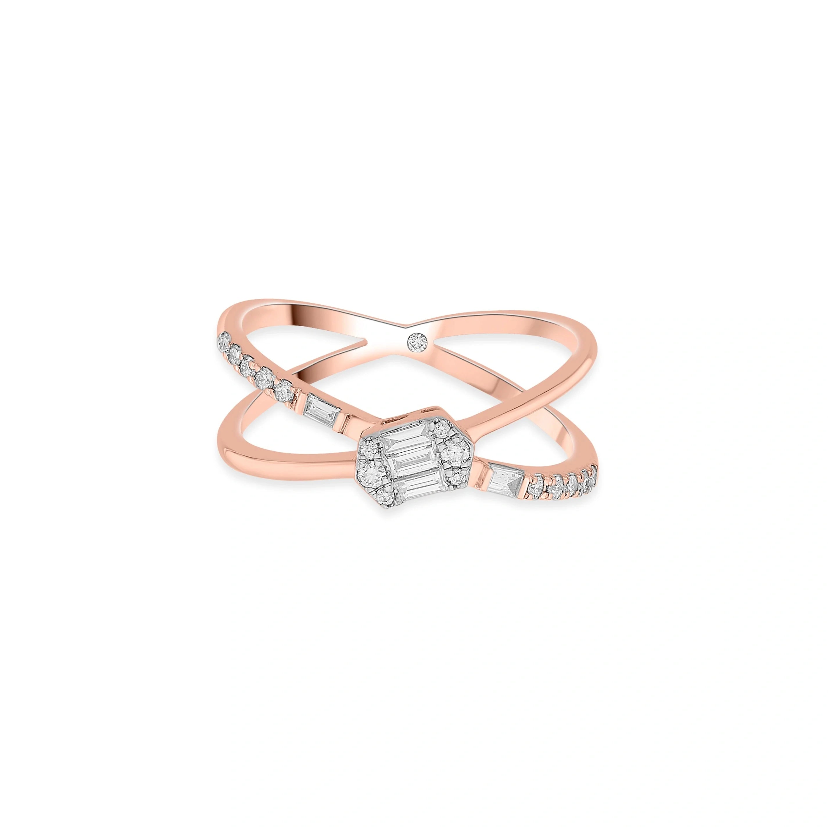 Boujee Hexa Criss Cross Ring - Zen Diamond India