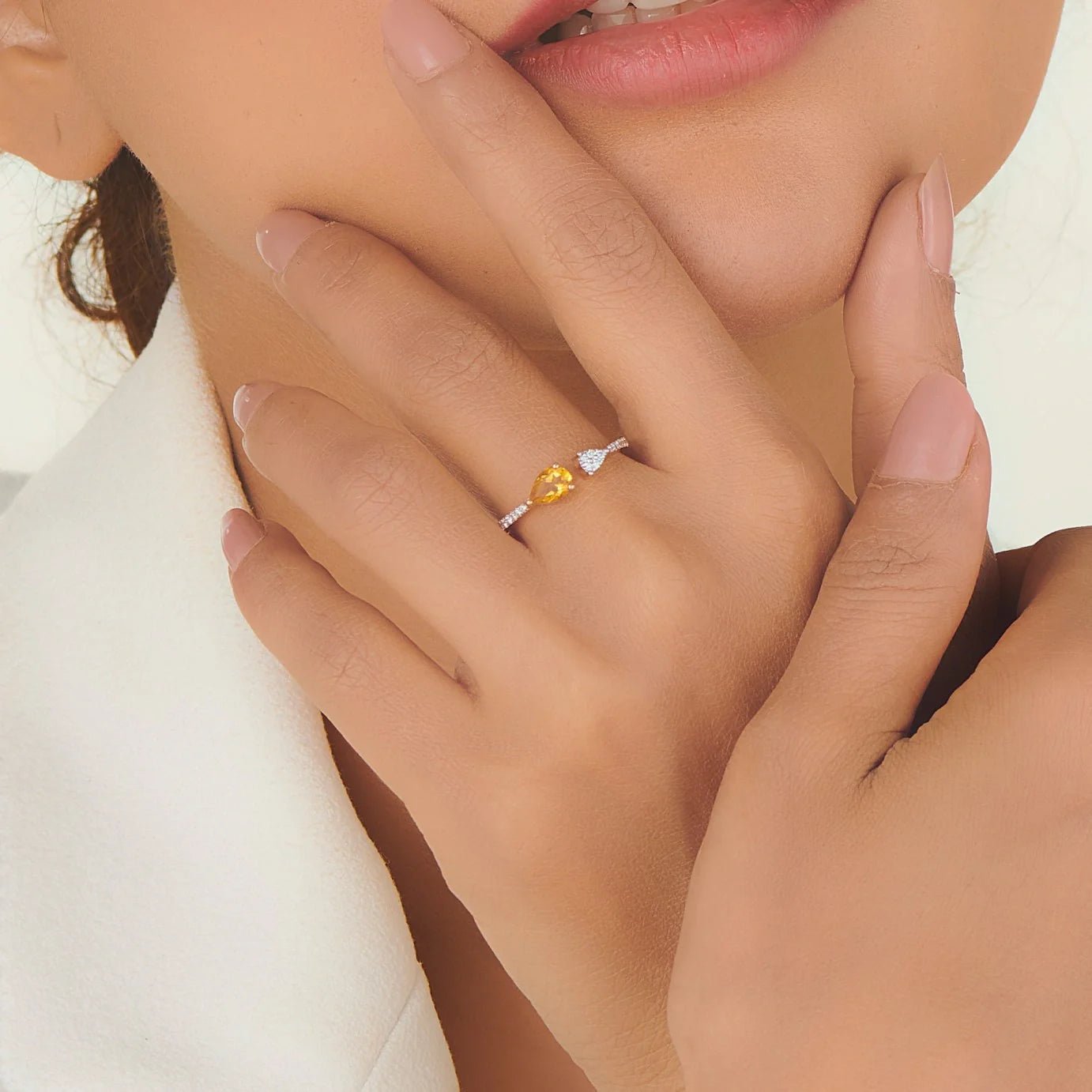 Color Pop Open Embrace Ring in Citrine - Zen Diamond India
