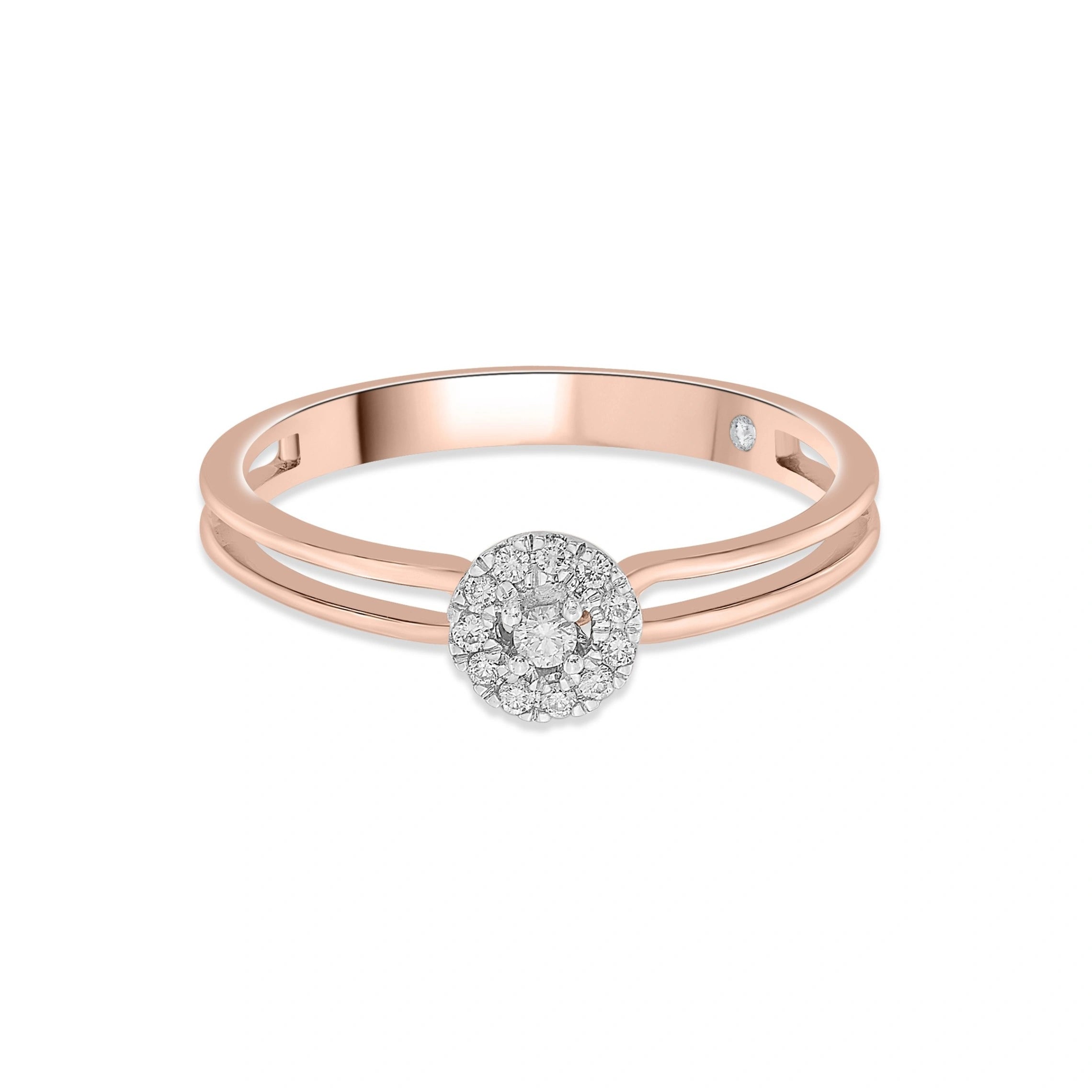Boujee Rosé Halo Glimmer Luxe Ring - Zen Diamond India