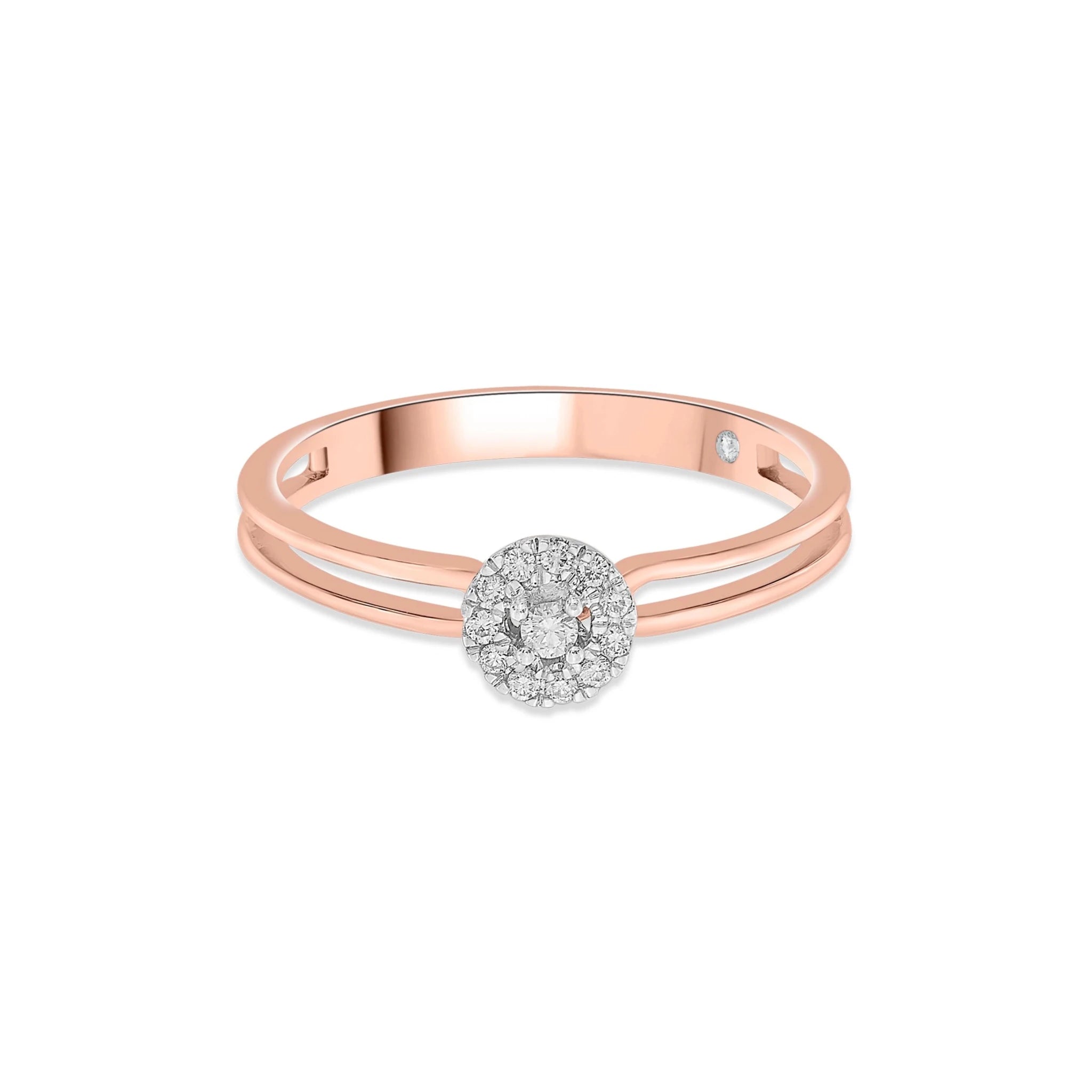Boujee Rosé Halo Glimmer Luxe Ring - Zen Diamond India