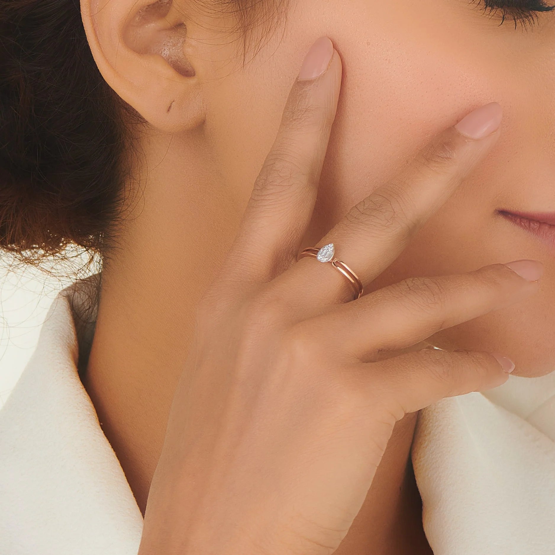 Boujee Radiant Droplet Ring - Zen Diamond India