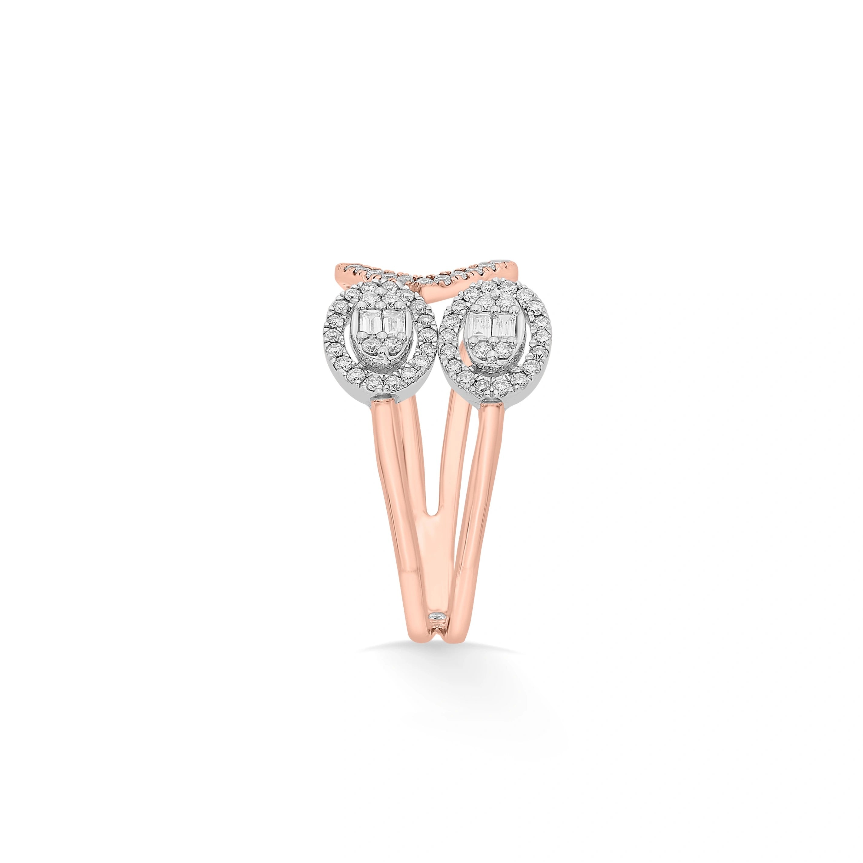 Facet Fusion Rose Orbit Diamond Ring