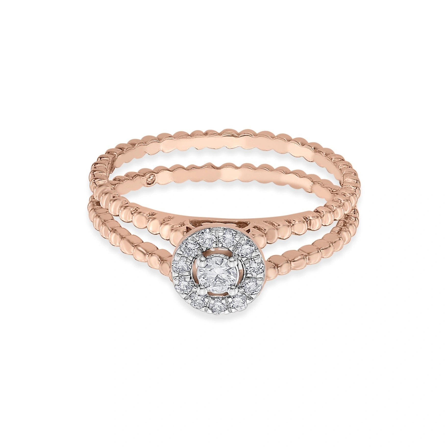 Sassy Rose Radiance Halo Stacking Ring - Zen Diamond India