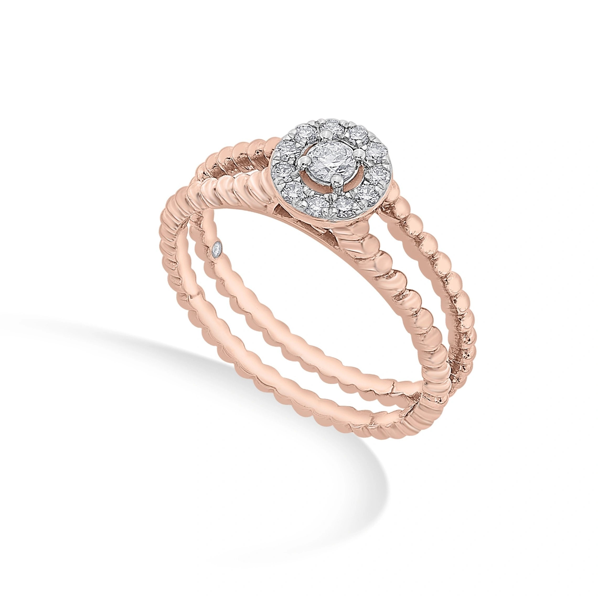 Sassy Rose Radiance Halo Stacking Ring - Zen Diamond India