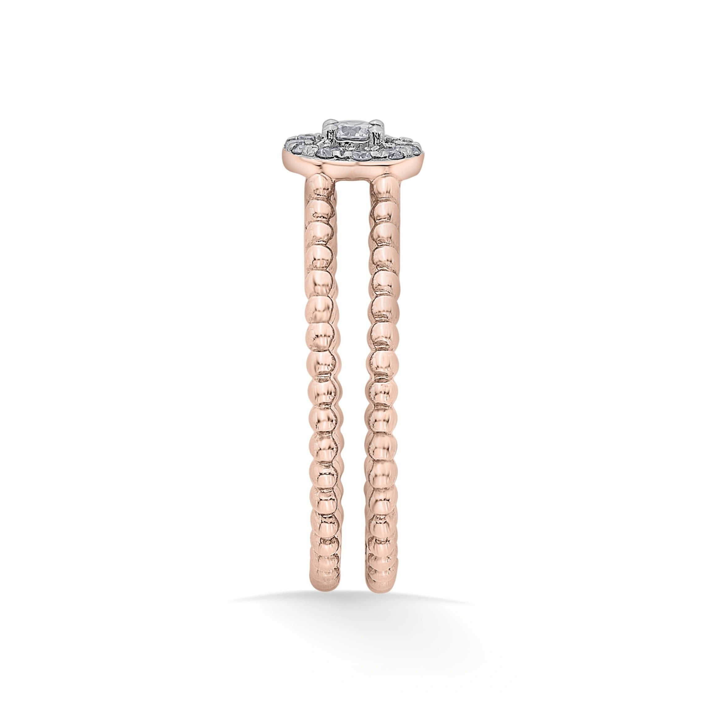 Sassy Rose Radiance Halo Stacking Ring - Zen Diamond India