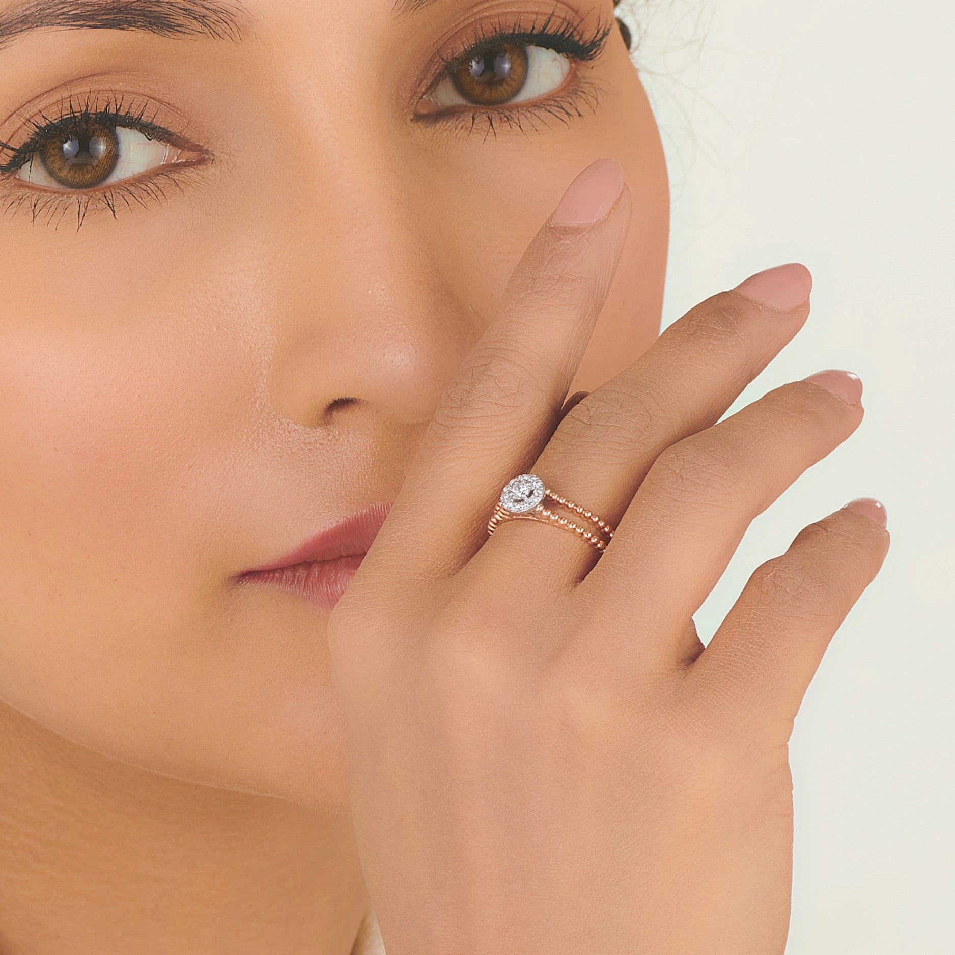 Sassy Rose Radiance Halo Stacking Ring - Zen Diamond India