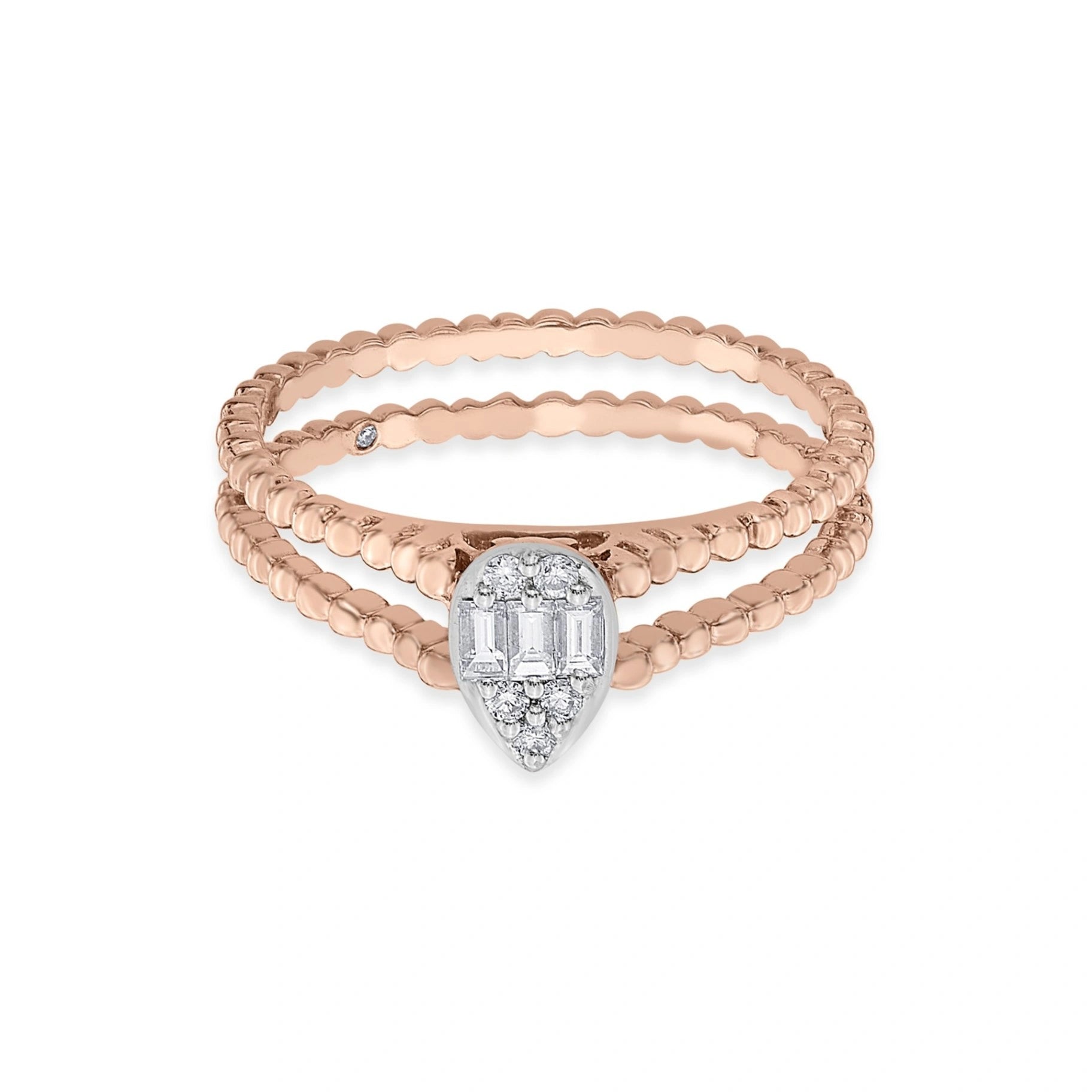 Sassy Glam Teardrop Baguette Bliss Ring - Zen Diamond India