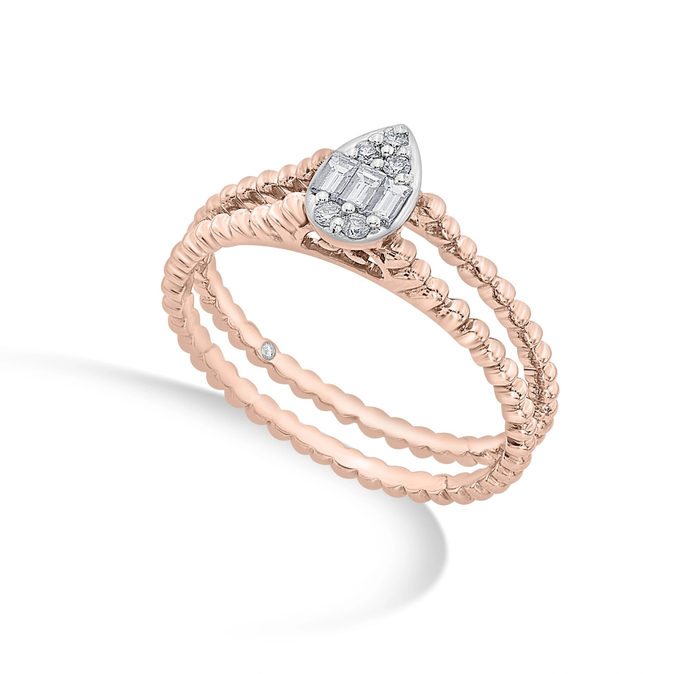 Sassy Glam Teardrop Baguette Bliss Ring - Zen Diamond India