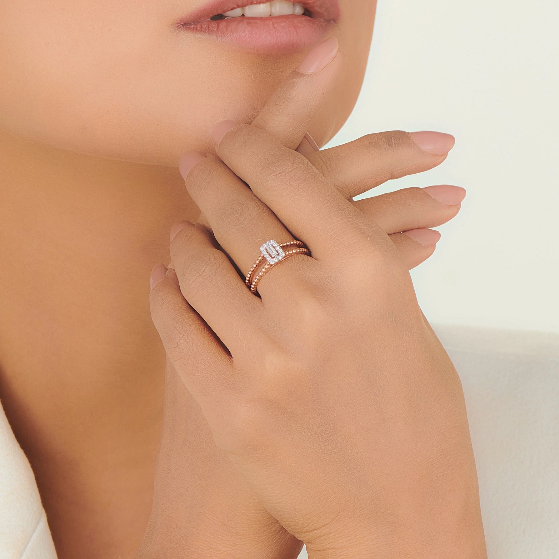 Sassy Radiant Emerald Sparkle Stack Ring - Zen Diamond India