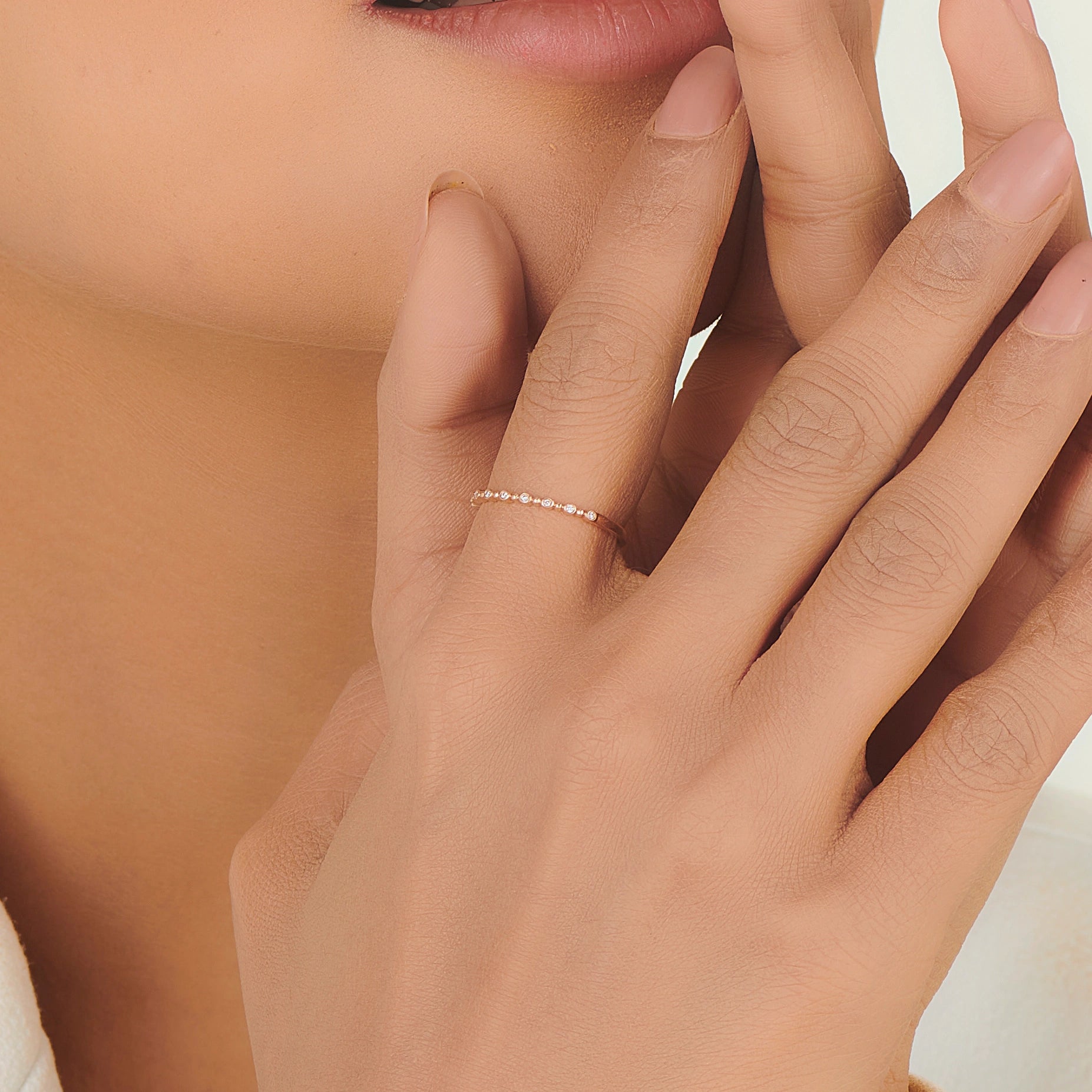 Boujee Rosé Dazzle Bead Luxe Ring - Zen Diamond India