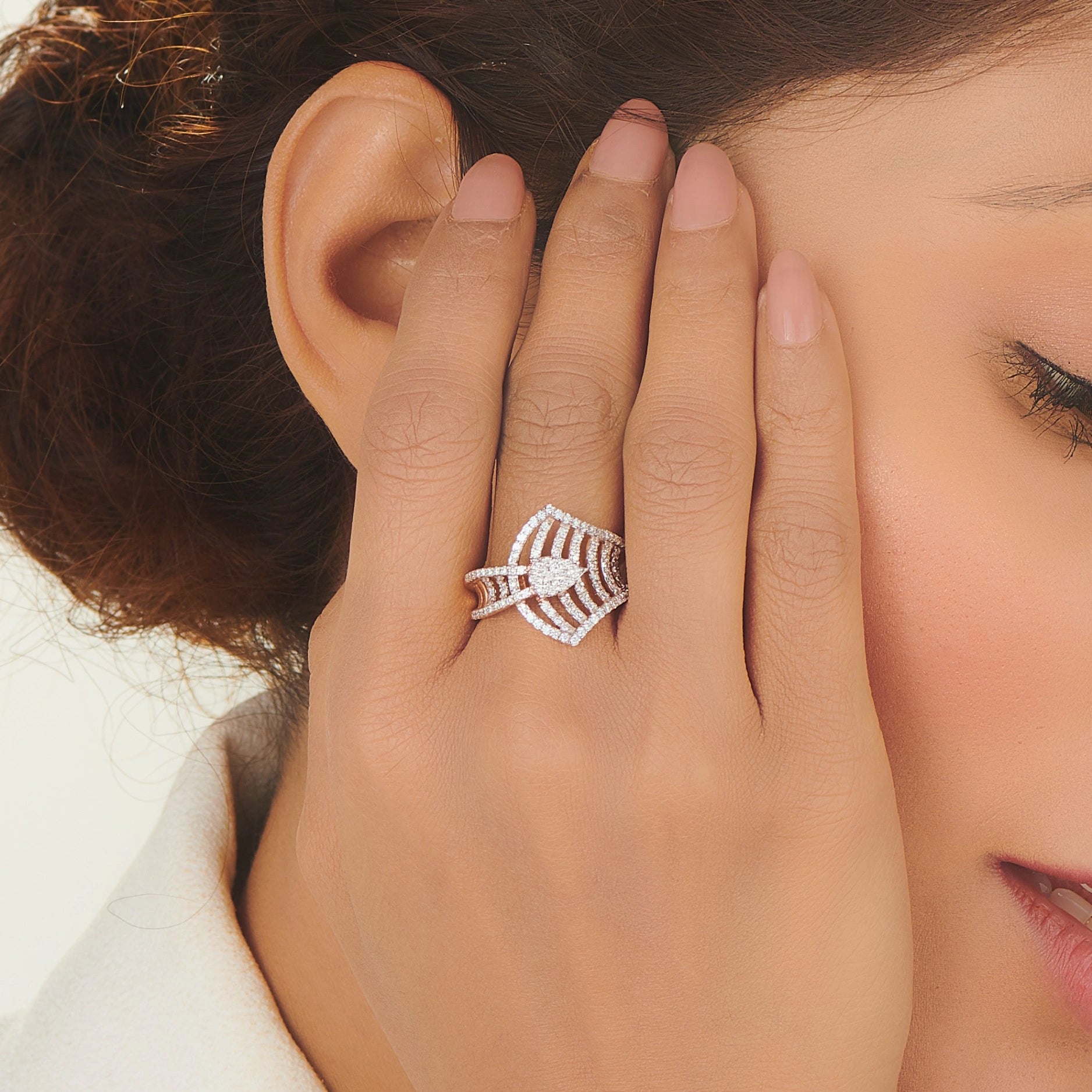 Enchante Grand Diamond Filigree Statement Ring