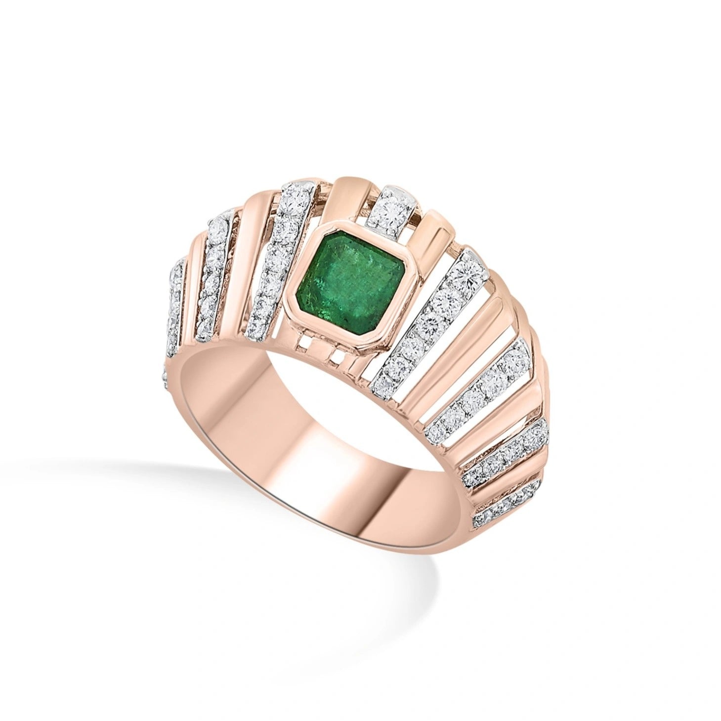 Tryst Vibrant Prism Emerald Ring - Zen Diamond India