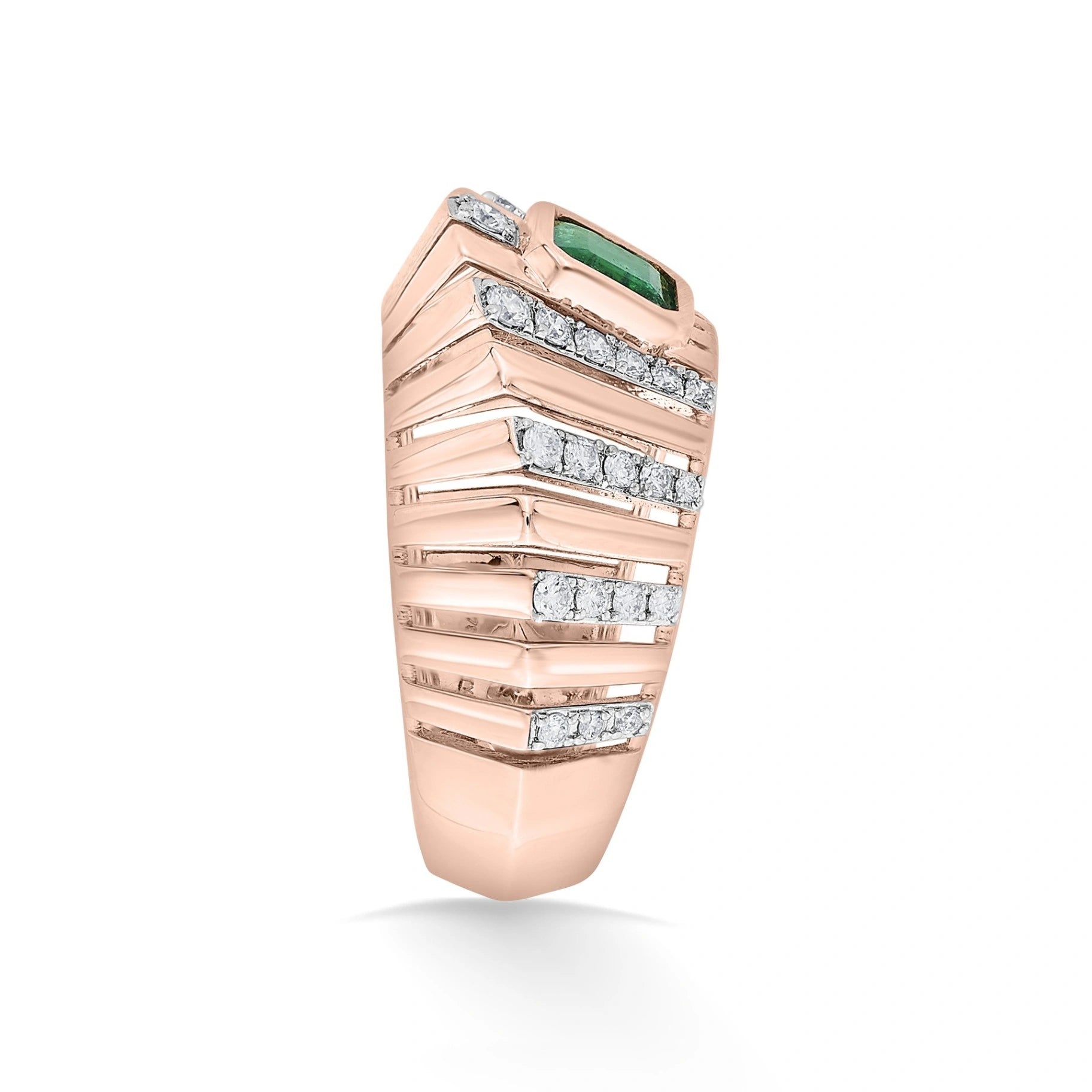 Tryst Vibrant Prism Emerald Ring - Zen Diamond India