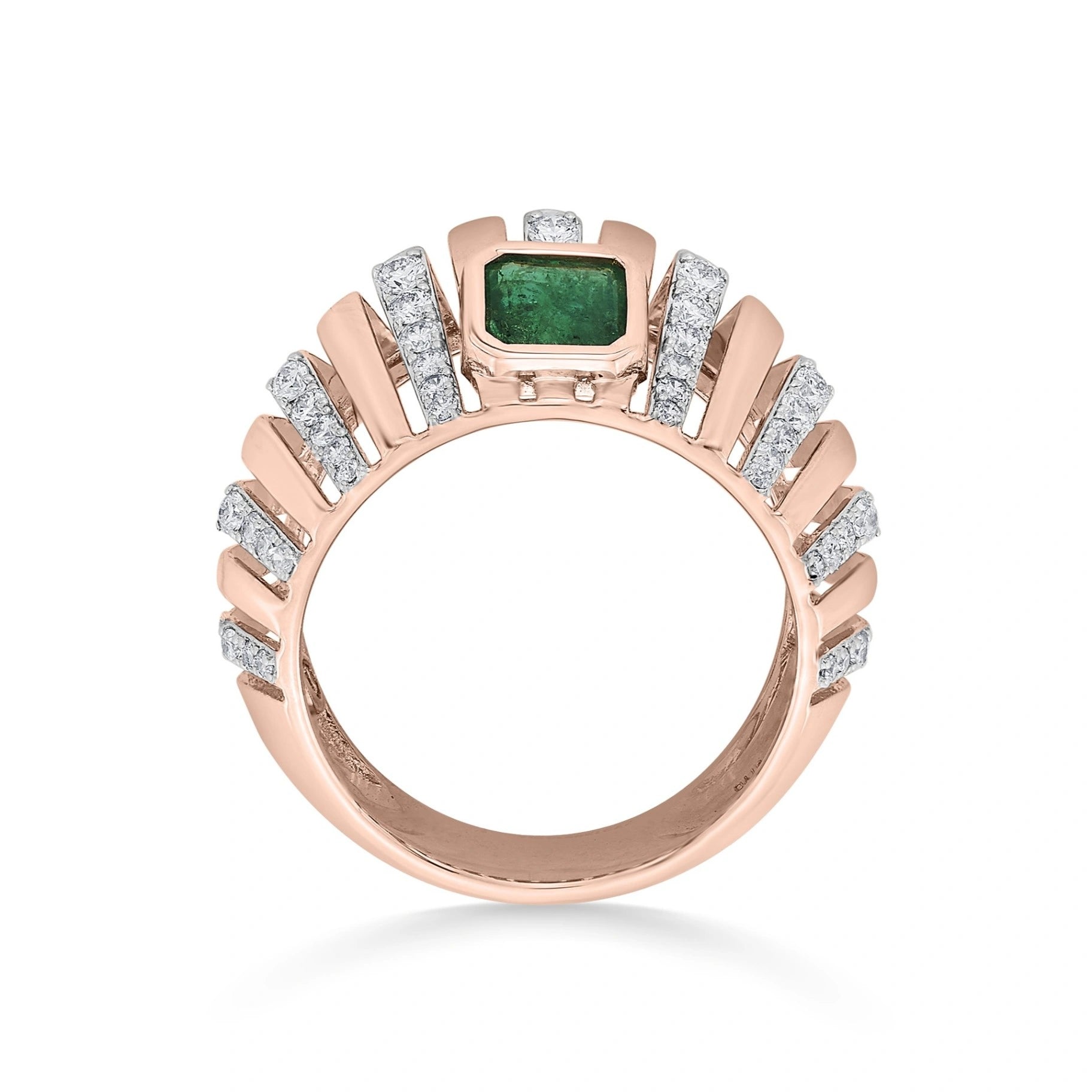 Tryst Vibrant Prism Emerald Ring - Zen Diamond India