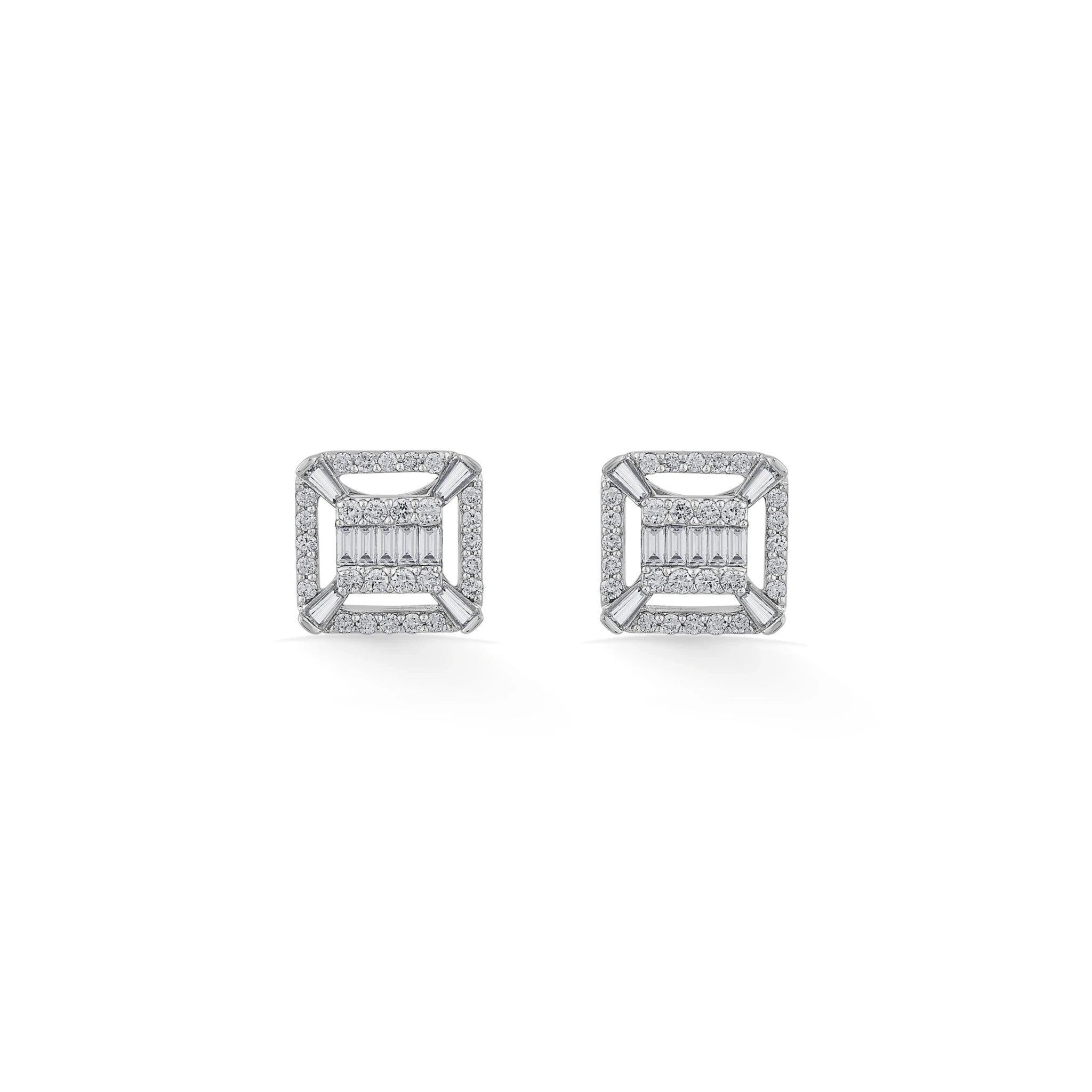 Classic Regal Square Spark Diamond Earrings - Zen Diamond India