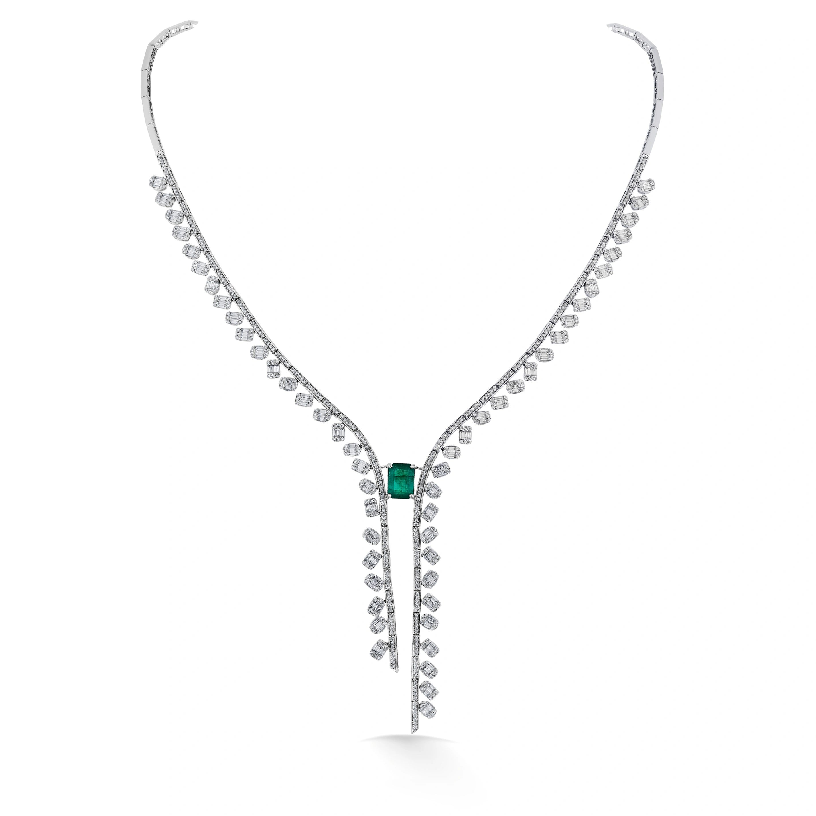 Tryst Regal Flow Statement Necklace - Zen Diamond India