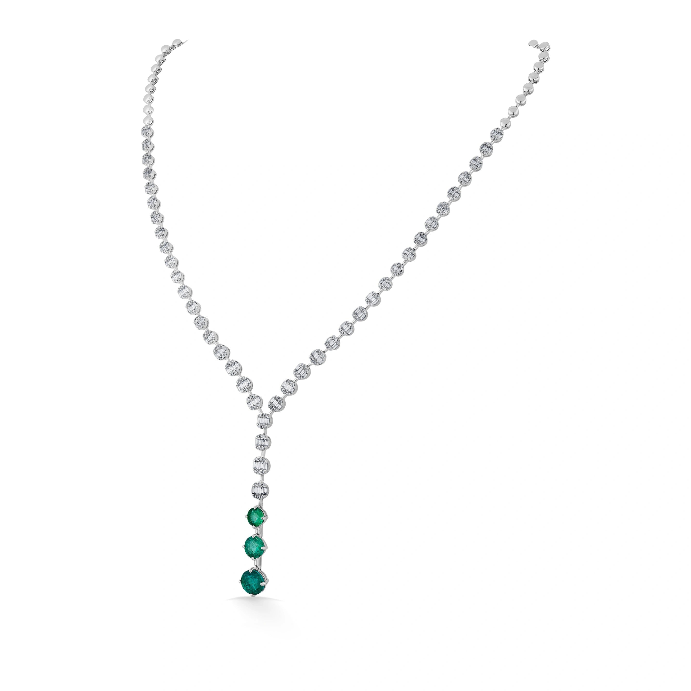 Tryst Emerald Drop Serenade Necklace - Zen Diamond India