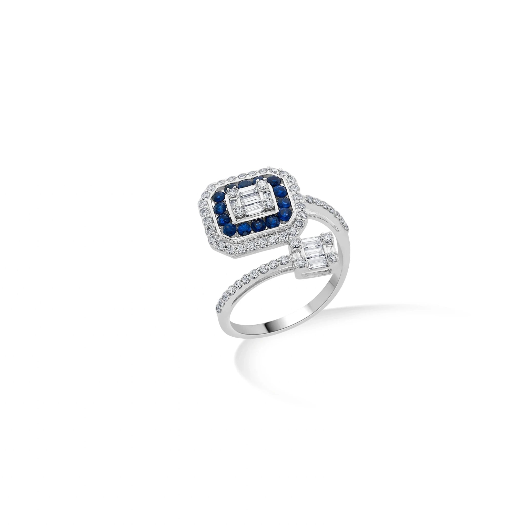 Toren Sapphire Halo Twist Ring - Zen Diamond India
