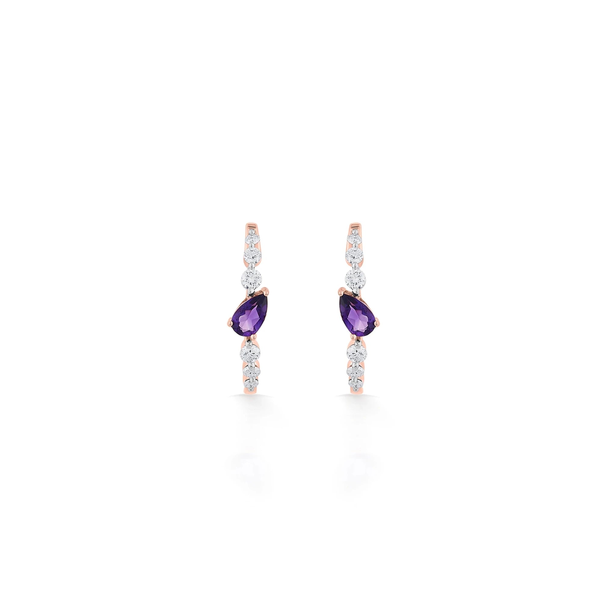 Color Pop Amethyst Teardrop Sparkline Earrings - Zen Diamond India
