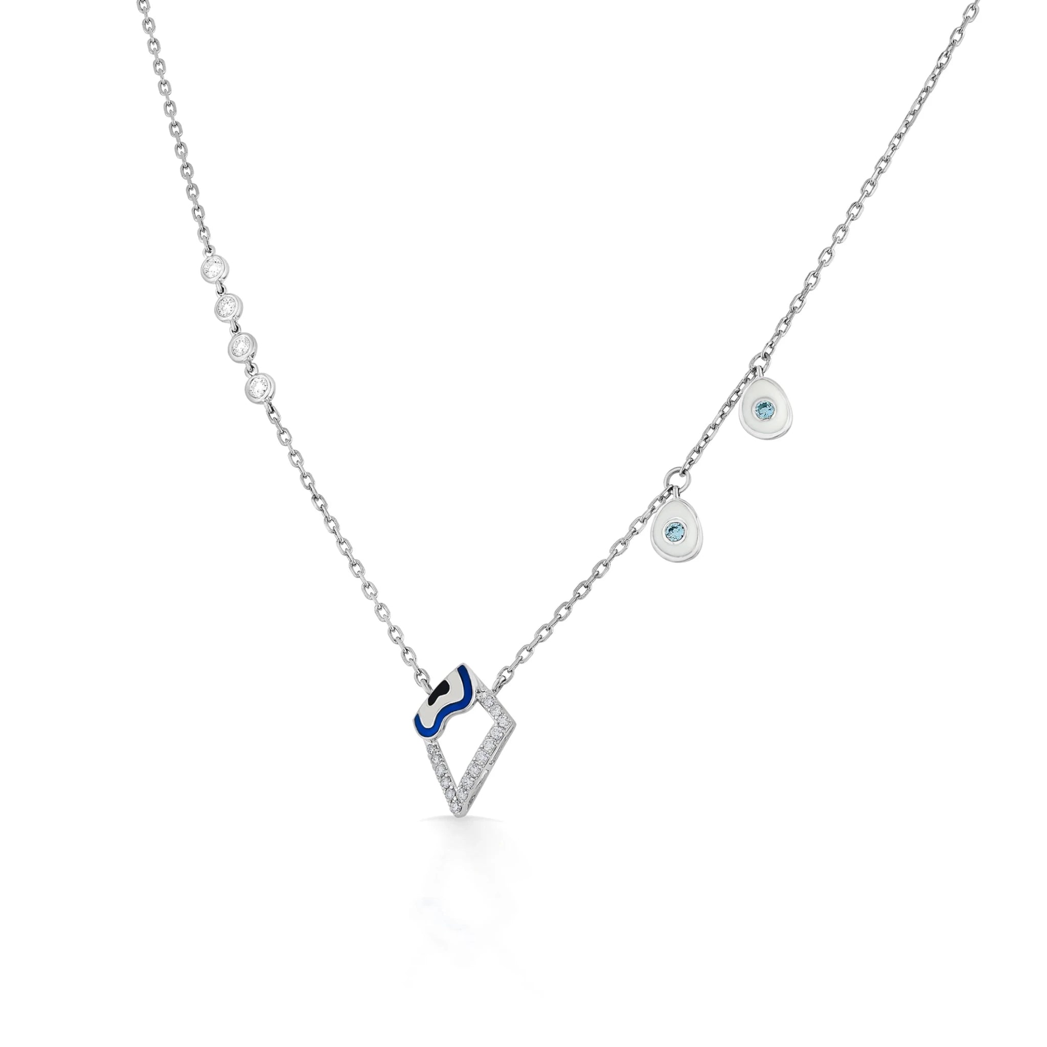 Quirky Sapphire Wave Geometric Pendant - Zen Diamond India