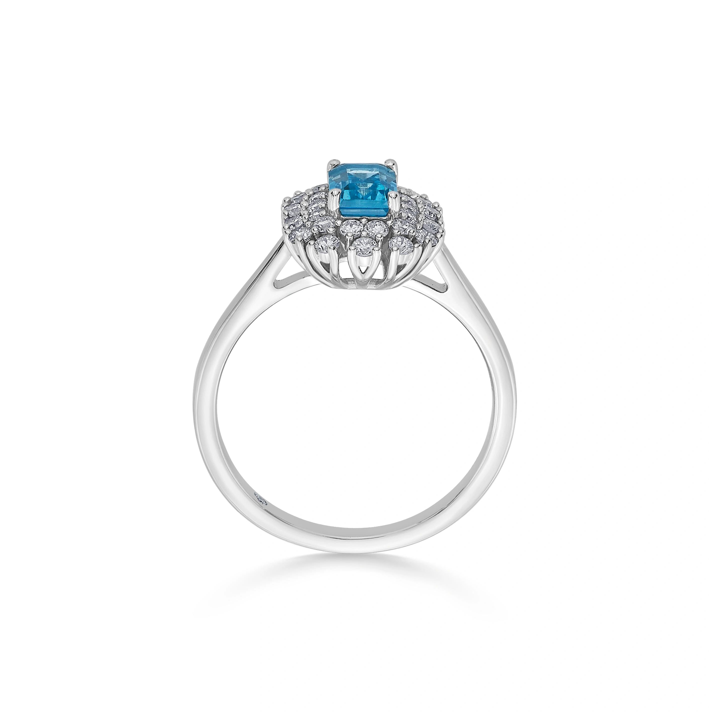 Color Pop Blue Topaz Regal Halo Ring