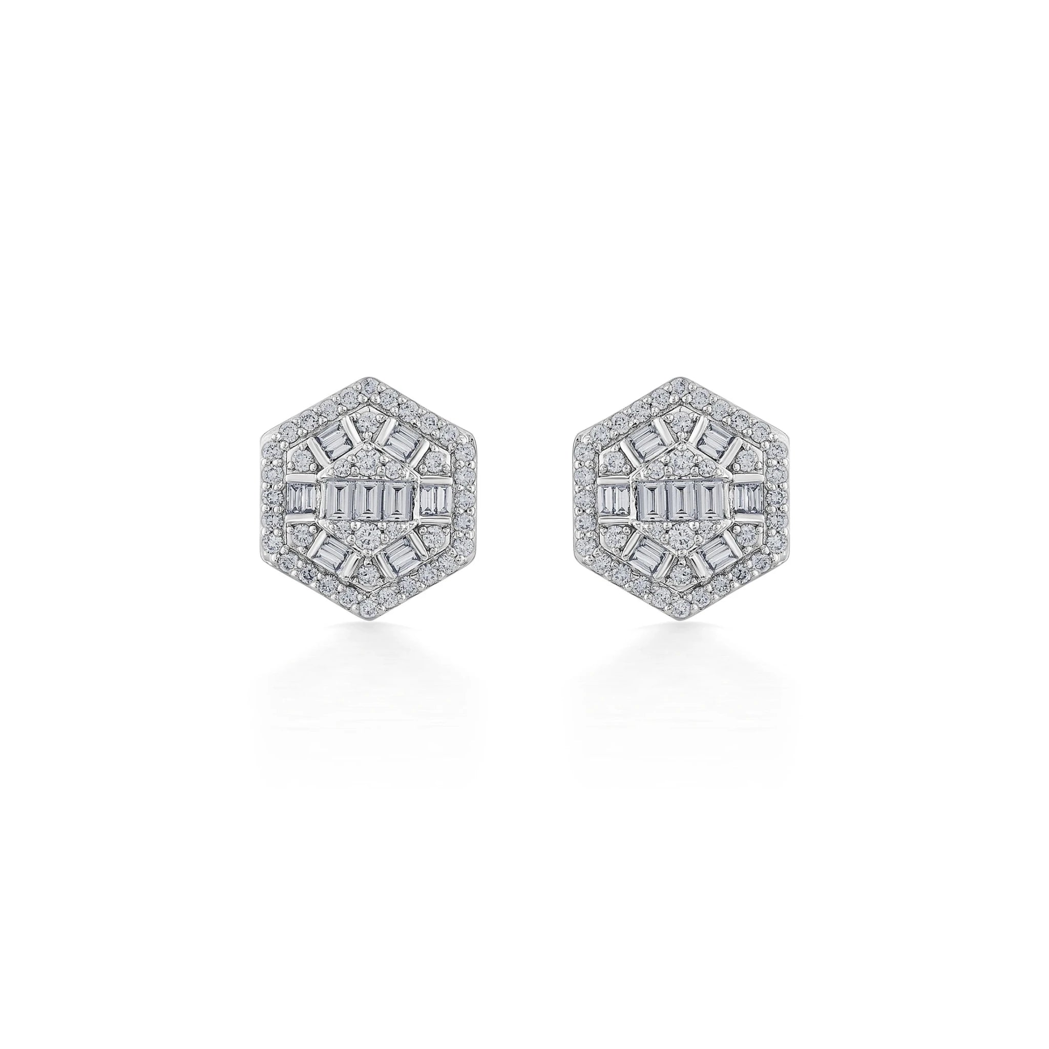 Classic Hexa Glow Diamond Stud Earrings - Zen Diamond India