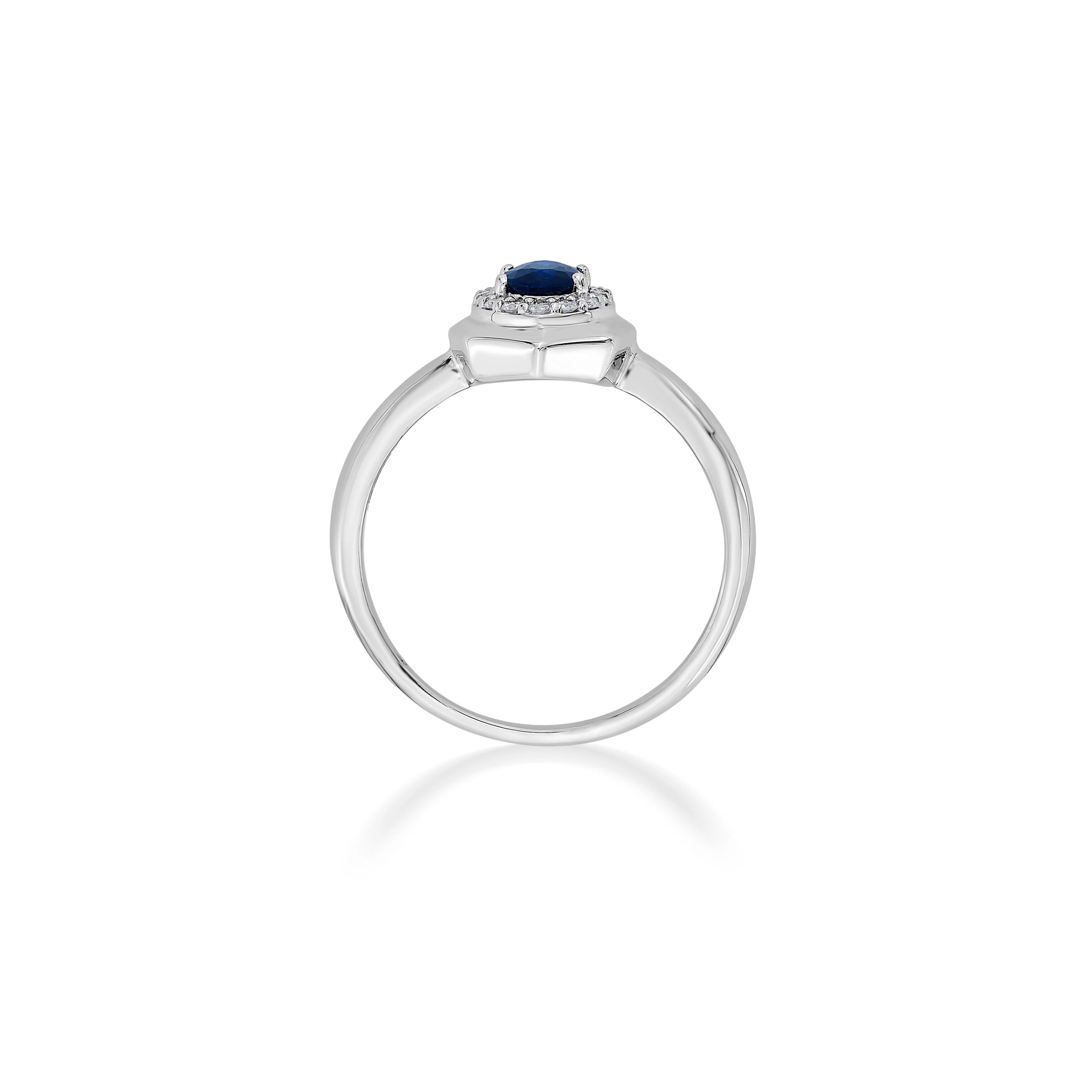 Toren Sapphire Shield Halo Ring