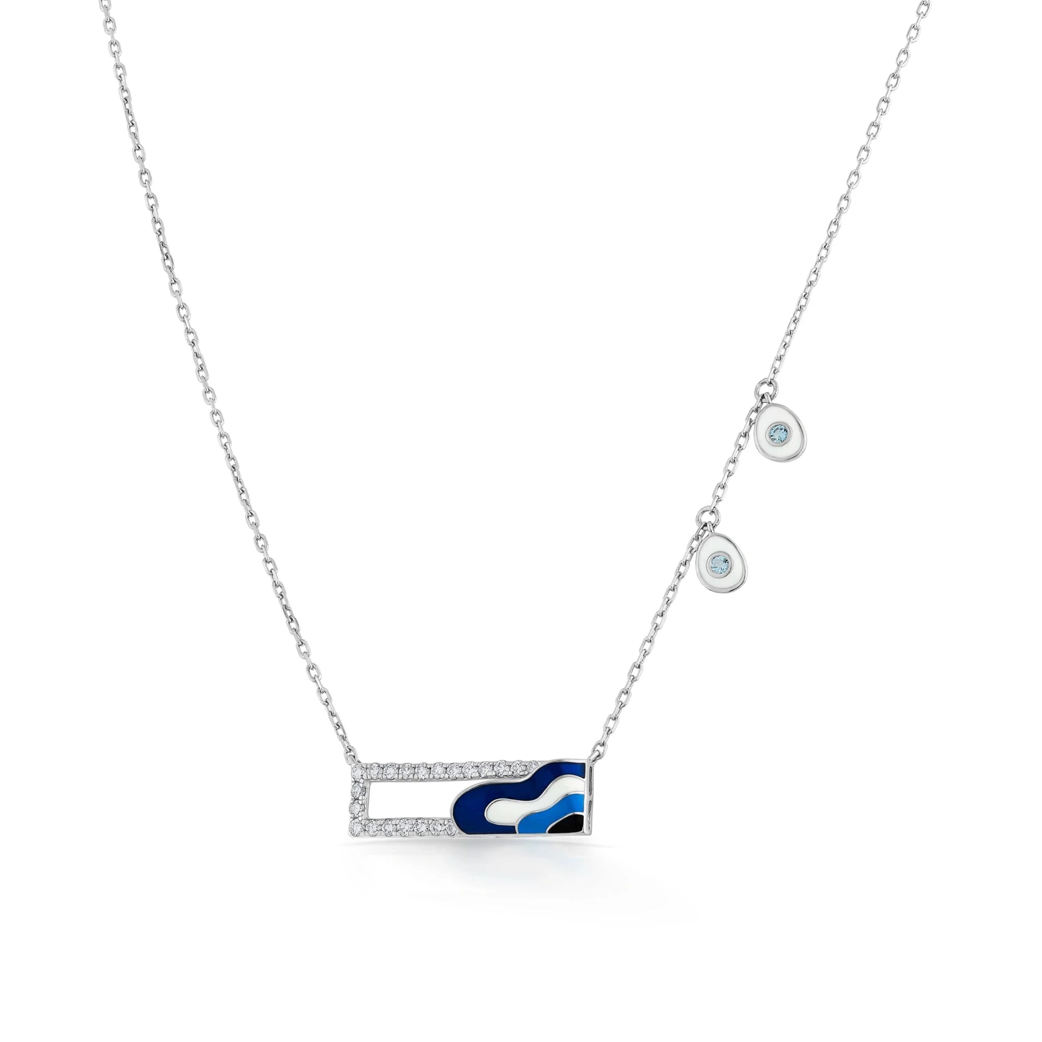 Quirky Azure Wave Bar Pendant - Zen Diamond India