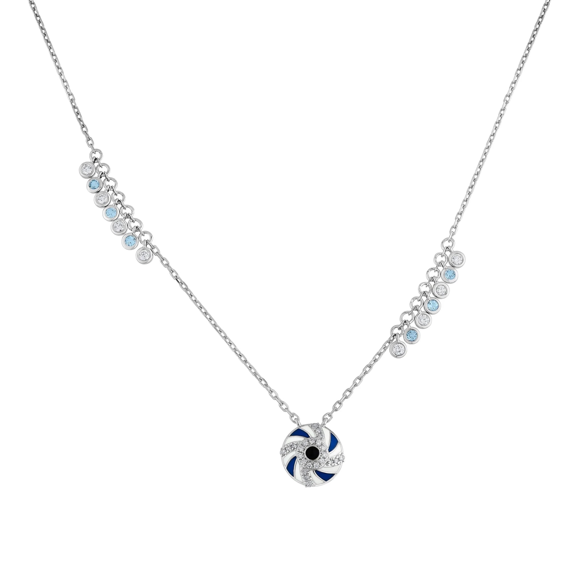 Quirky Azure Swirl Evil Eye Pendant - Zen Diamond India