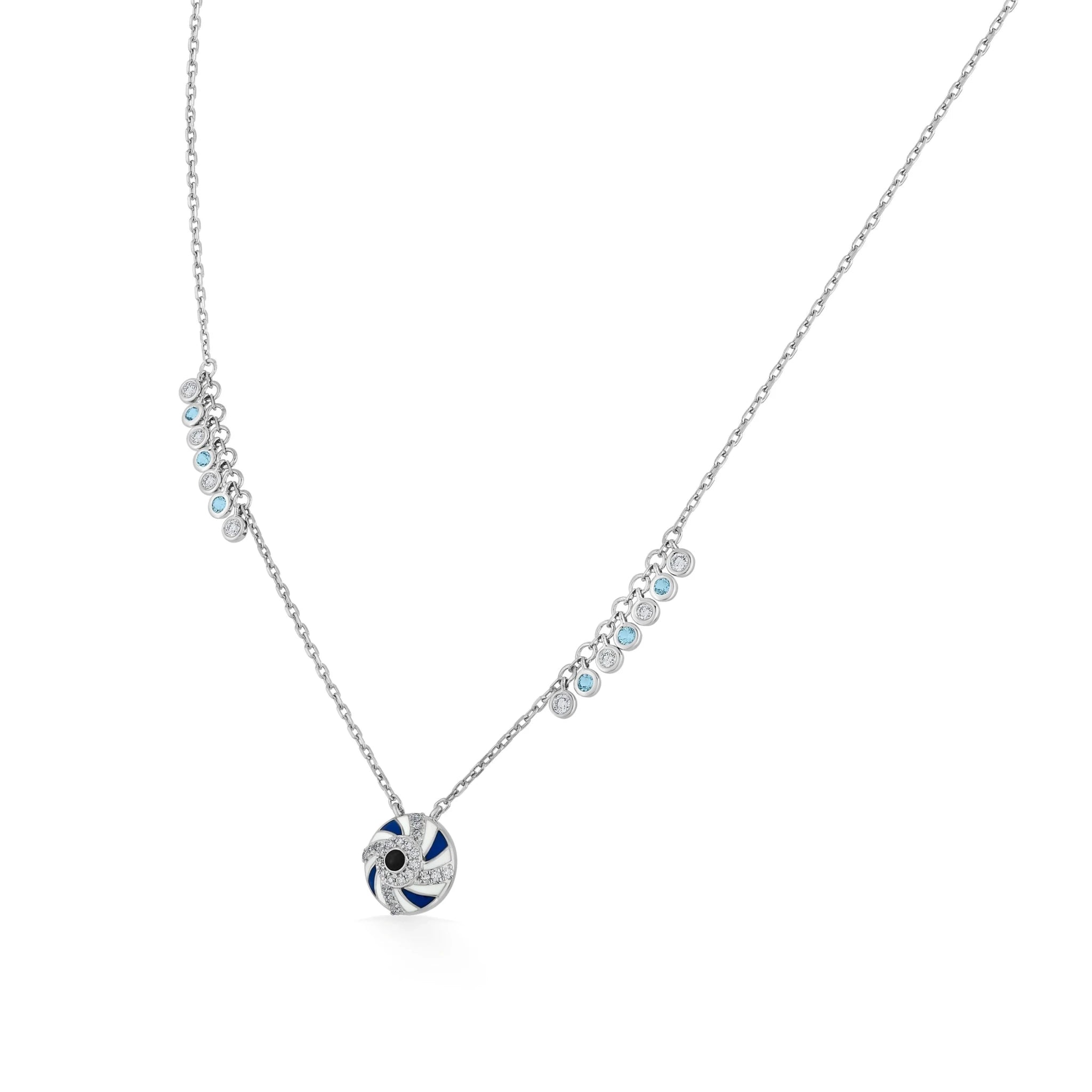 Quirky Azure Swirl Evil Eye Pendant - Zen Diamond India