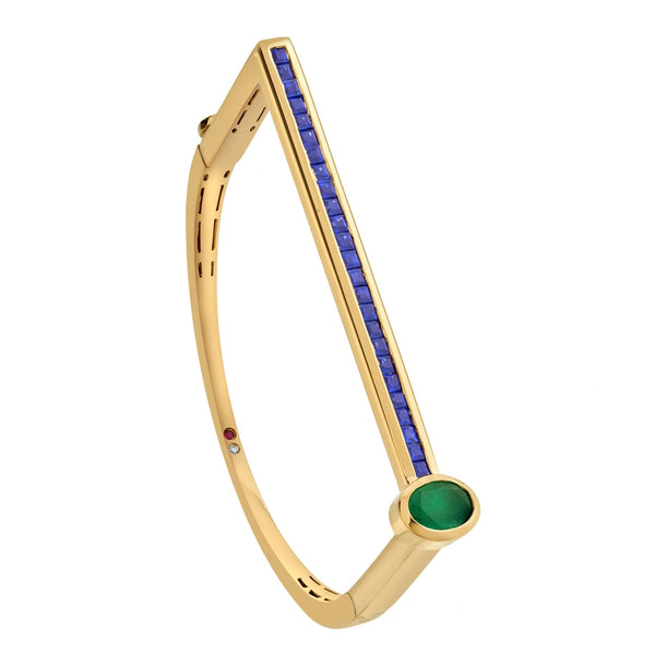 Aria Emerald Edge Sapphire Bar Bracelet - Zen Diamond India