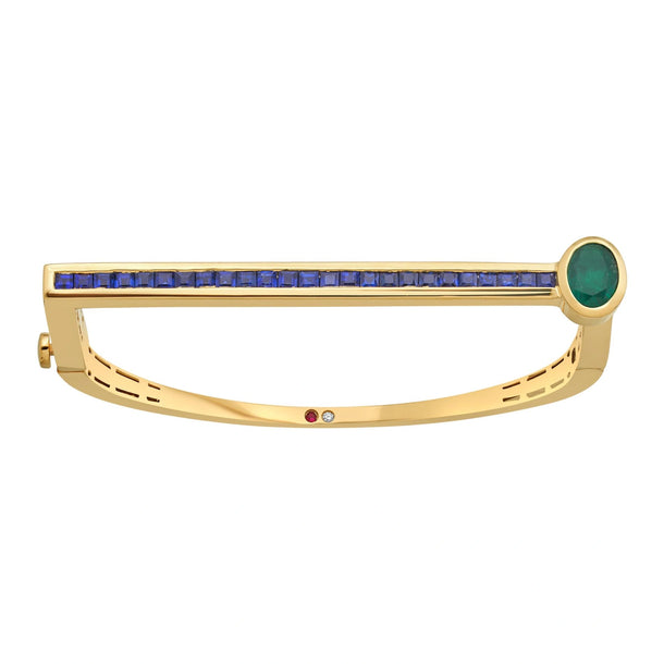 Aria Emerald Edge Sapphire Bar Bracelet - Zen Diamond India