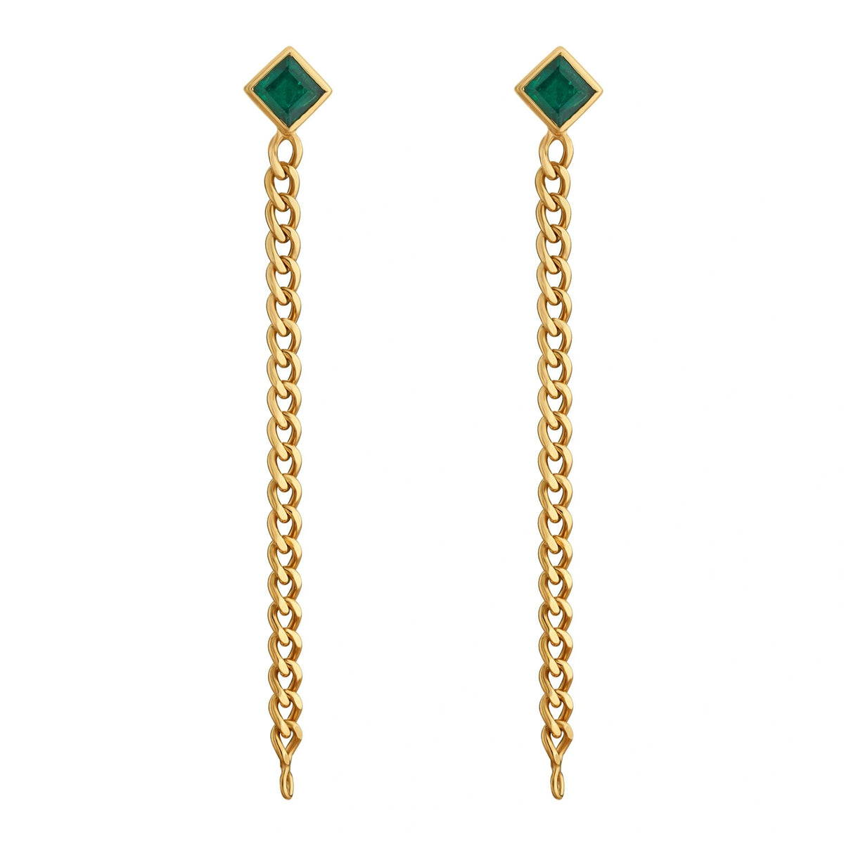 Aria Emerald Link Drop Earrings - Zen Diamond India