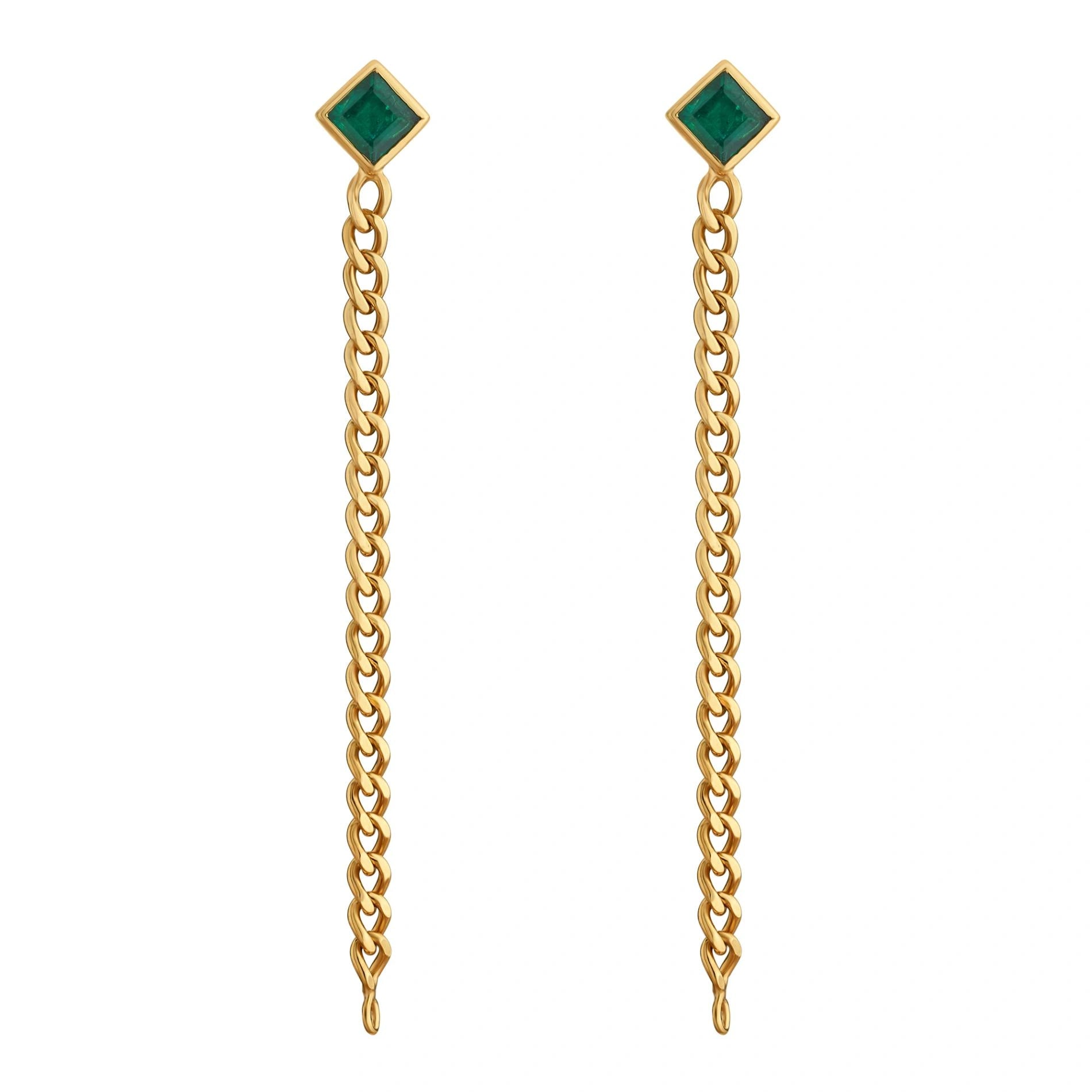 Aria Emerald Link Drop Earrings - Zen Diamond India