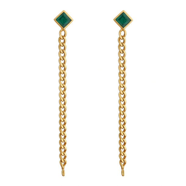 Aria Emerald Link Drop Earrings - Zen Diamond India
